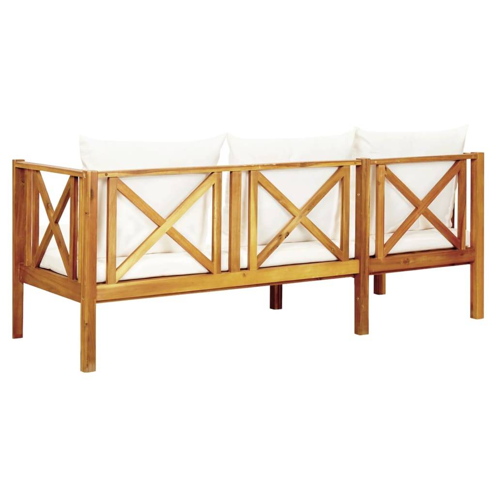 PANGIVO - Banc de jardin bois d'acacia naturel et crème 179 x 66 x 68.5 cm - PANGIVO - Image 4