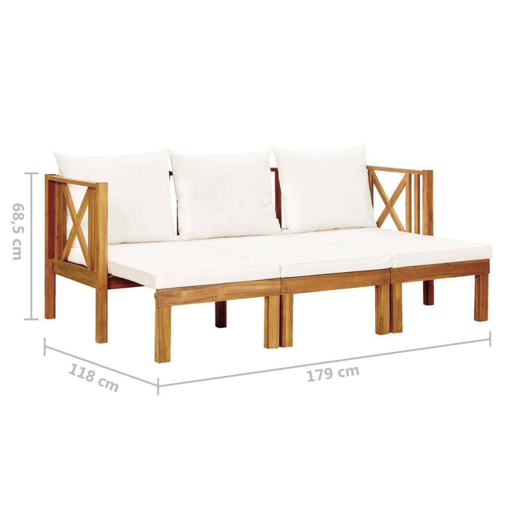 PANGIVO - Banc de jardin bois d'acacia naturel et crème 179 x 66 x 68.5 cm - PANGIVO - Image 9