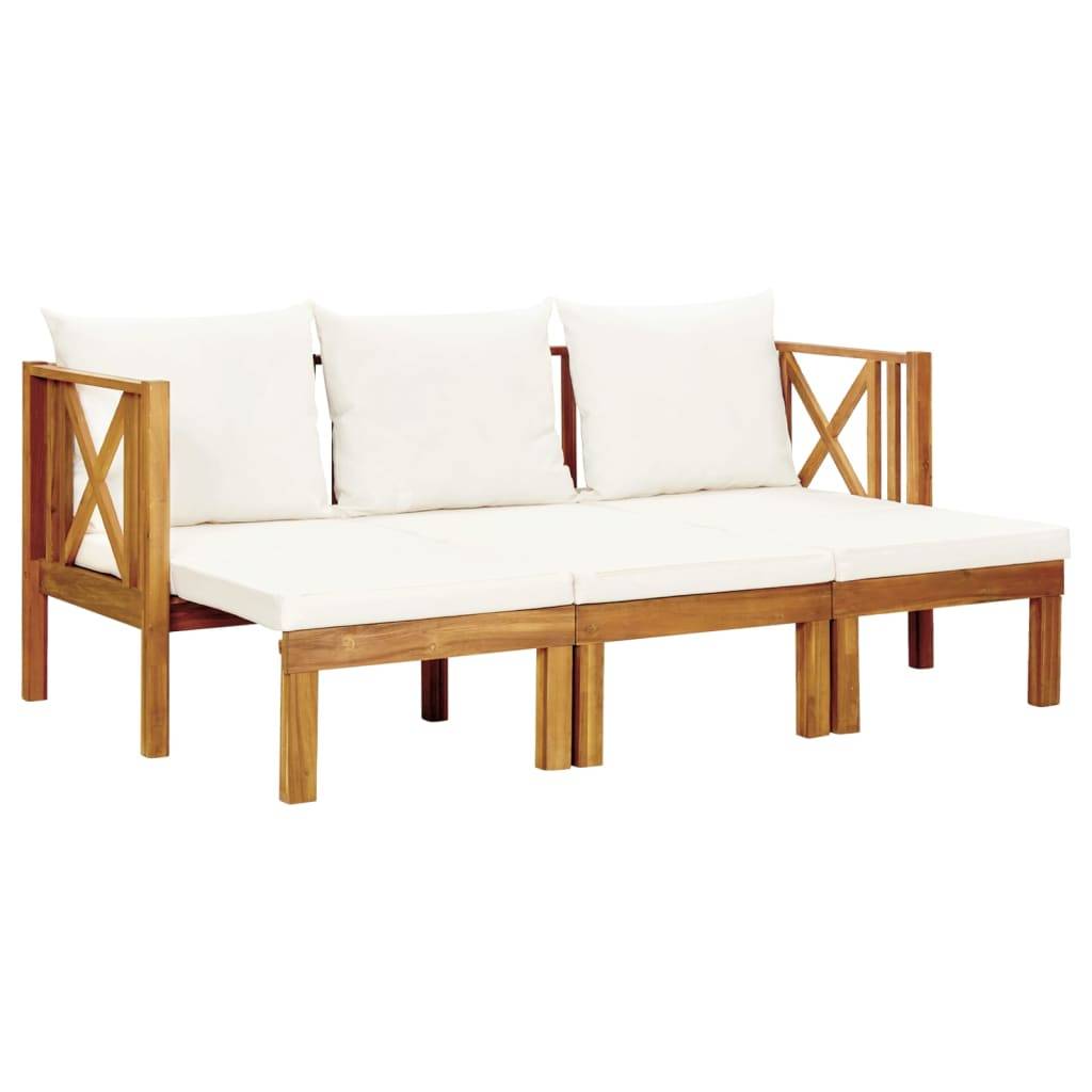 PANGIVO - Banc de jardin bois d'acacia naturel et crème 179 x 66 x 68.5 cm - PANGIVO - Image 1
