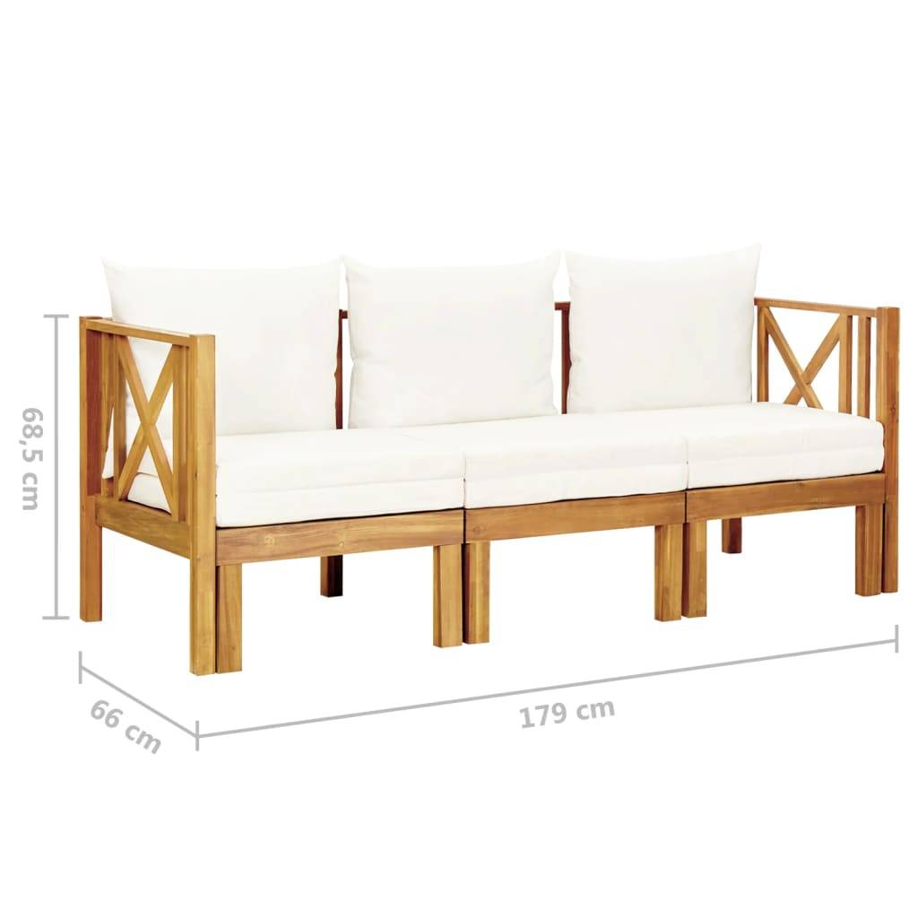 PANGIVO - Banc de jardin bois d'acacia naturel et crème 179 x 66 x 68.5 cm - PANGIVO - Image 8