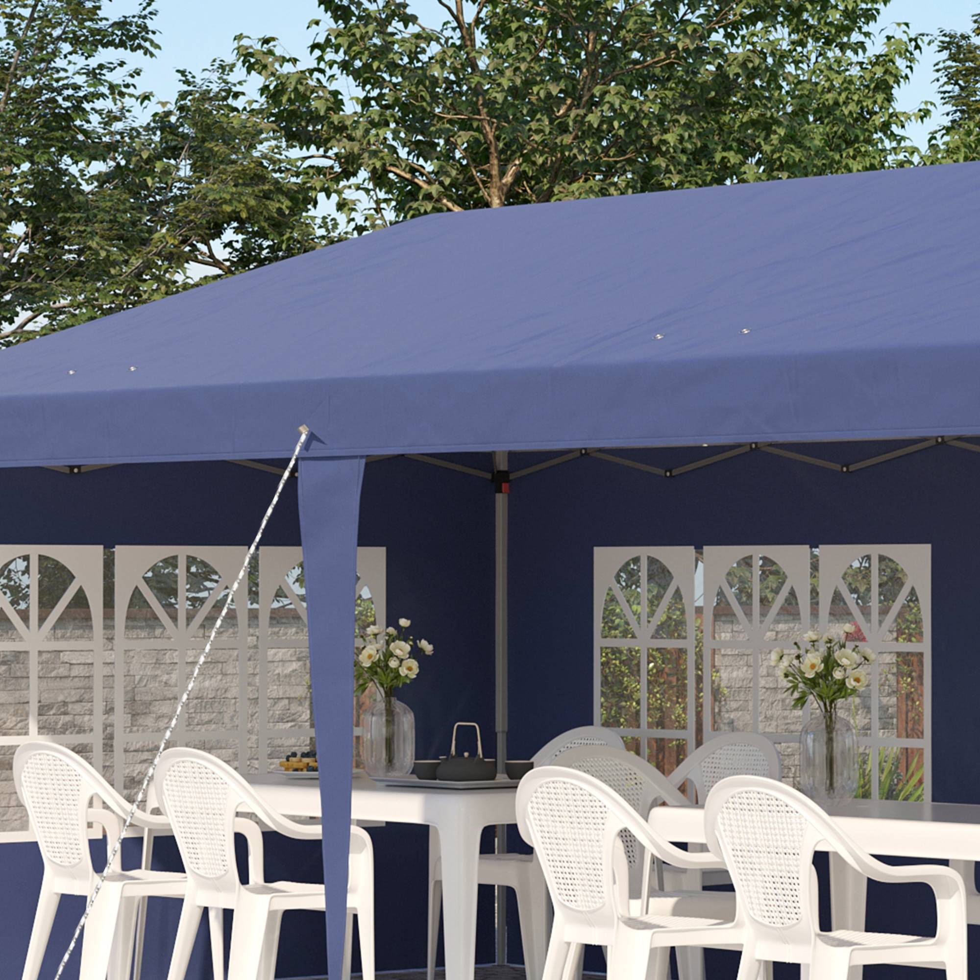 Outsunny - Tonnelle pliante pop-up 3x6m avec 3 côtés démontables, piquets d'ancrage et sac de transport bleu -Outsunny - Image 7