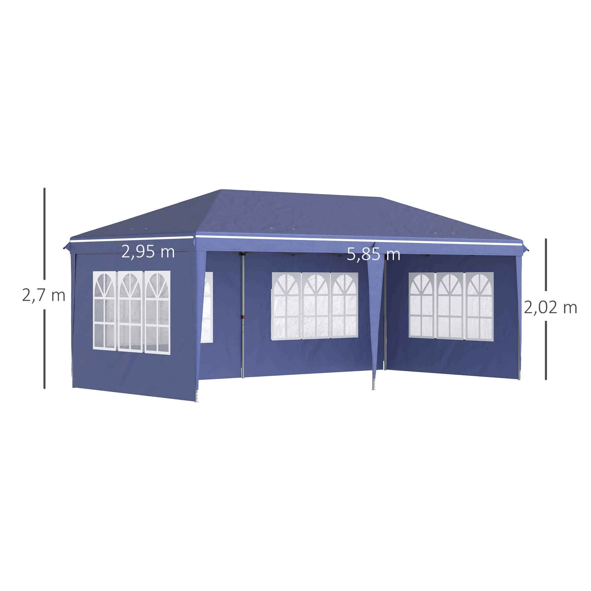 Outsunny - Tonnelle pliante pop-up 3x6m avec 3 côtés démontables, piquets d'ancrage et sac de transport bleu -Outsunny - Image 3