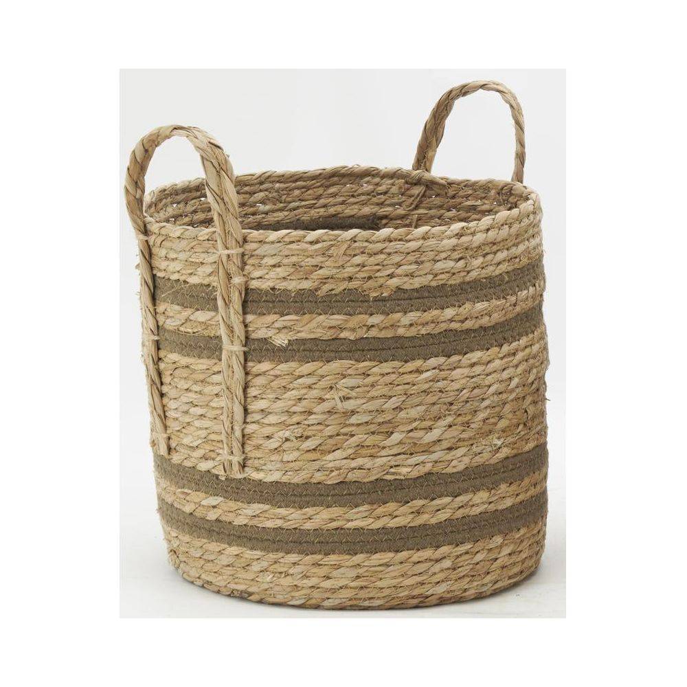 Aubry Gaspard - Cache-pots en jonc naturel et coton brun (lot de 2) Droit - Image 4