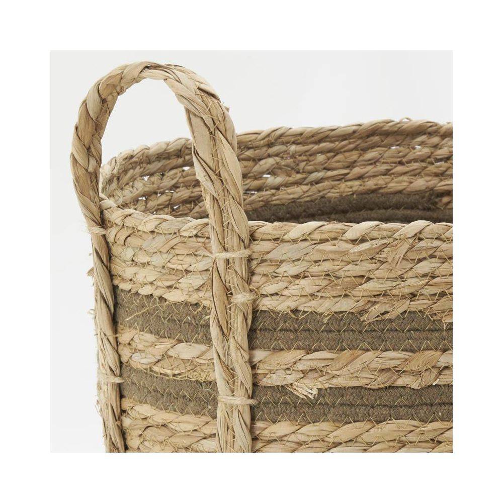 Aubry Gaspard - Cache-pots en jonc naturel et coton brun (lot de 2) Droit - Image 3
