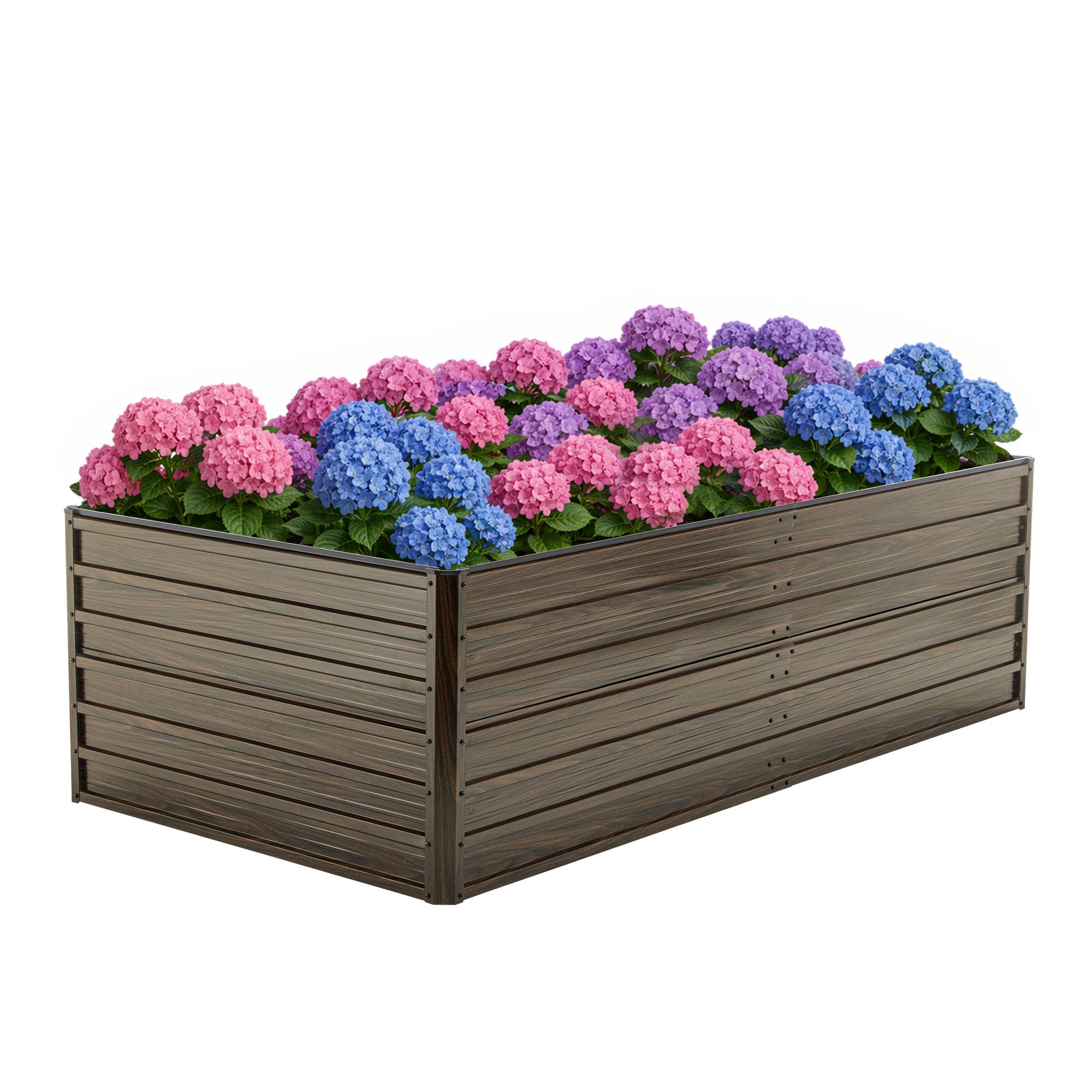 Carré potager surélevé métal jardin culture légumes 219x112x64cm effet bois - ComfortXL Outdoor Living - Image 7
