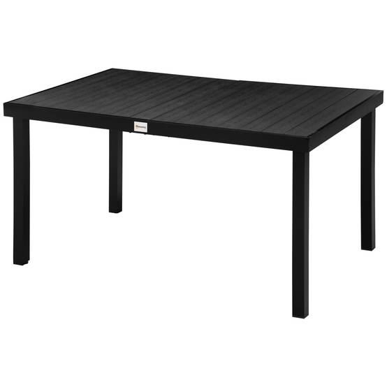 ComfortXL - Table à manger jardin aluminium composite extérieur pour 6 personnes 140x90cm noir - ComfortXL Outdoor Living - Image 2