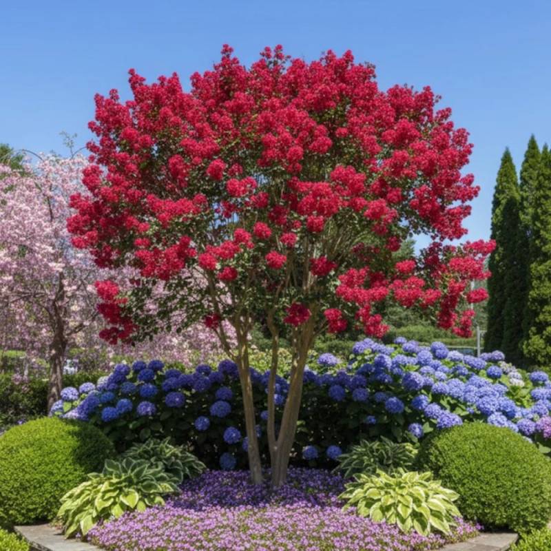 Lilas des Indes Périgord Pourpre, Lagerstroemia à fleurs Rouge/ - feuillage Caduc - Pot de 15L - 1/2 tige - Image 3
