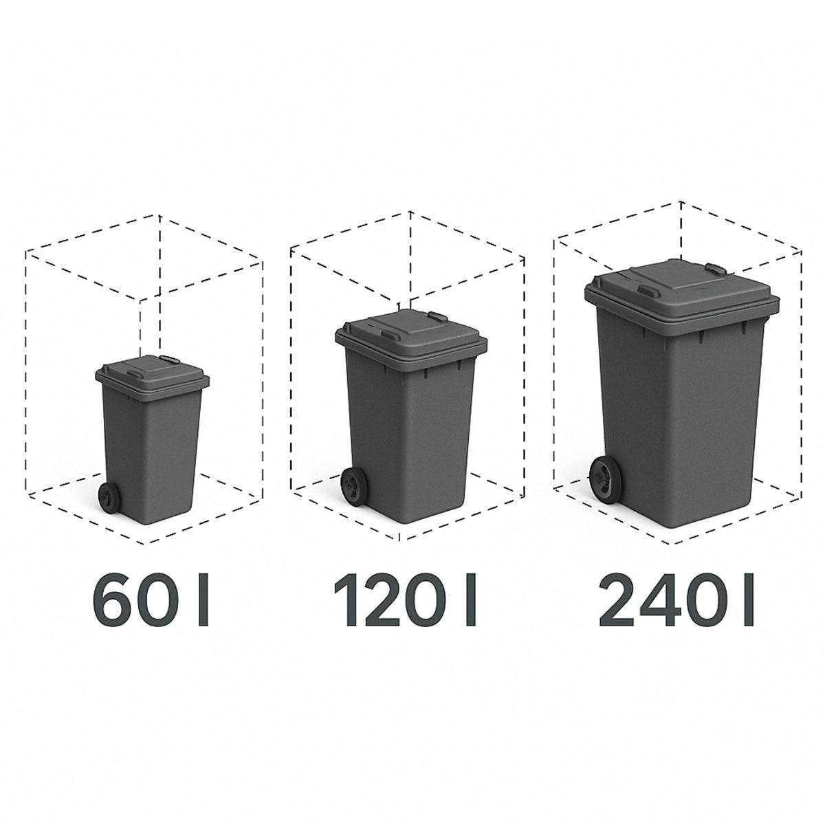 Abri cache-poubelle triple 3 x 240 L anthracite imitation bois acier design - Image 6
