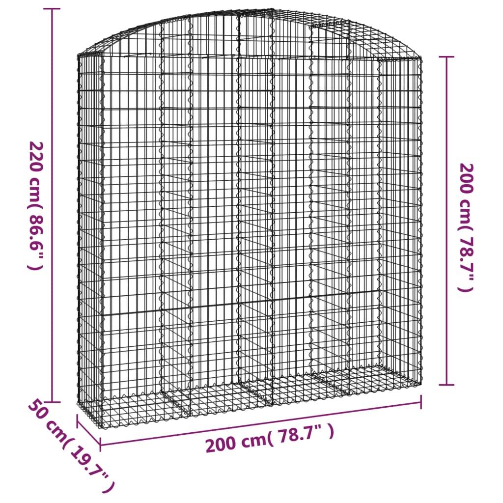 Vidaxl - Panier de gabions arqué 200x50x200/220 cm Fer galvanisé vidaXL 153480 - Image 3