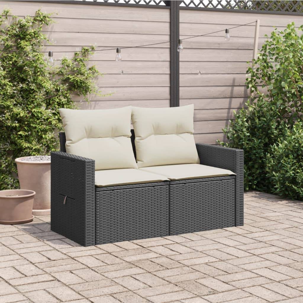 ComfortXL - Canapé Extérieur 2 Places Résine Tressée Noire avec Tablette Latérale Rabattable Intégrée – ComfortXL Outdoor Living - Image 3