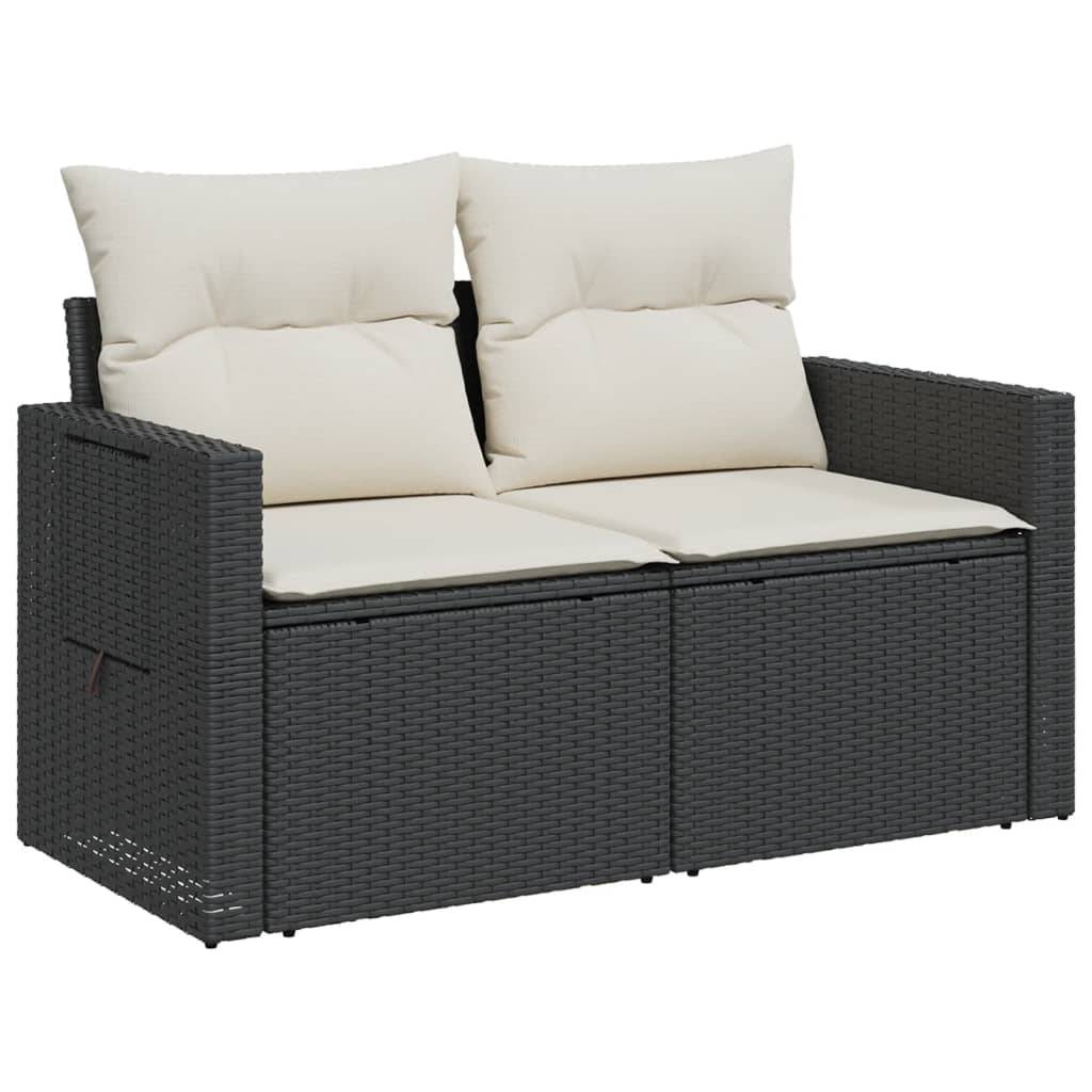ComfortXL - Canapé Extérieur 2 Places Résine Tressée Noire avec Tablette Latérale Rabattable Intégrée – ComfortXL Outdoor Living - Image 4