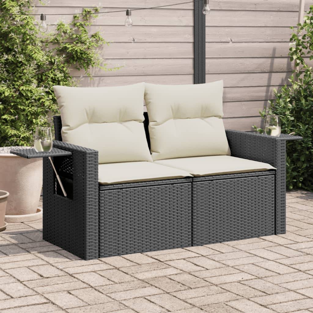ComfortXL - Canapé Extérieur 2 Places Résine Tressée Noire avec Tablette Latérale Rabattable Intégrée – ComfortXL Outdoor Living - Image 1