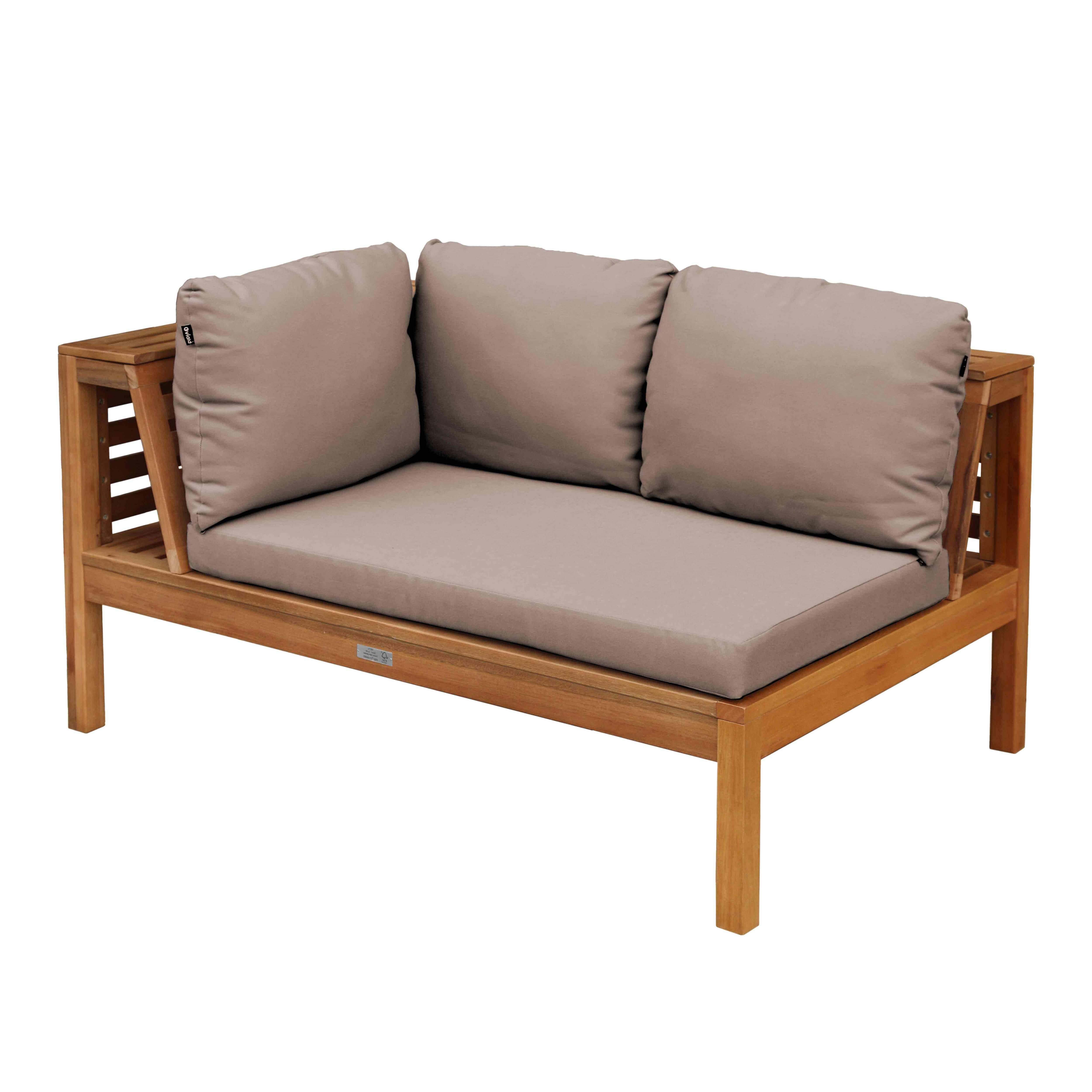 Oviala - Canapé gauche de jardin bas en bois d'eucalyptus taupe Maupiti - Oviala - Image 1