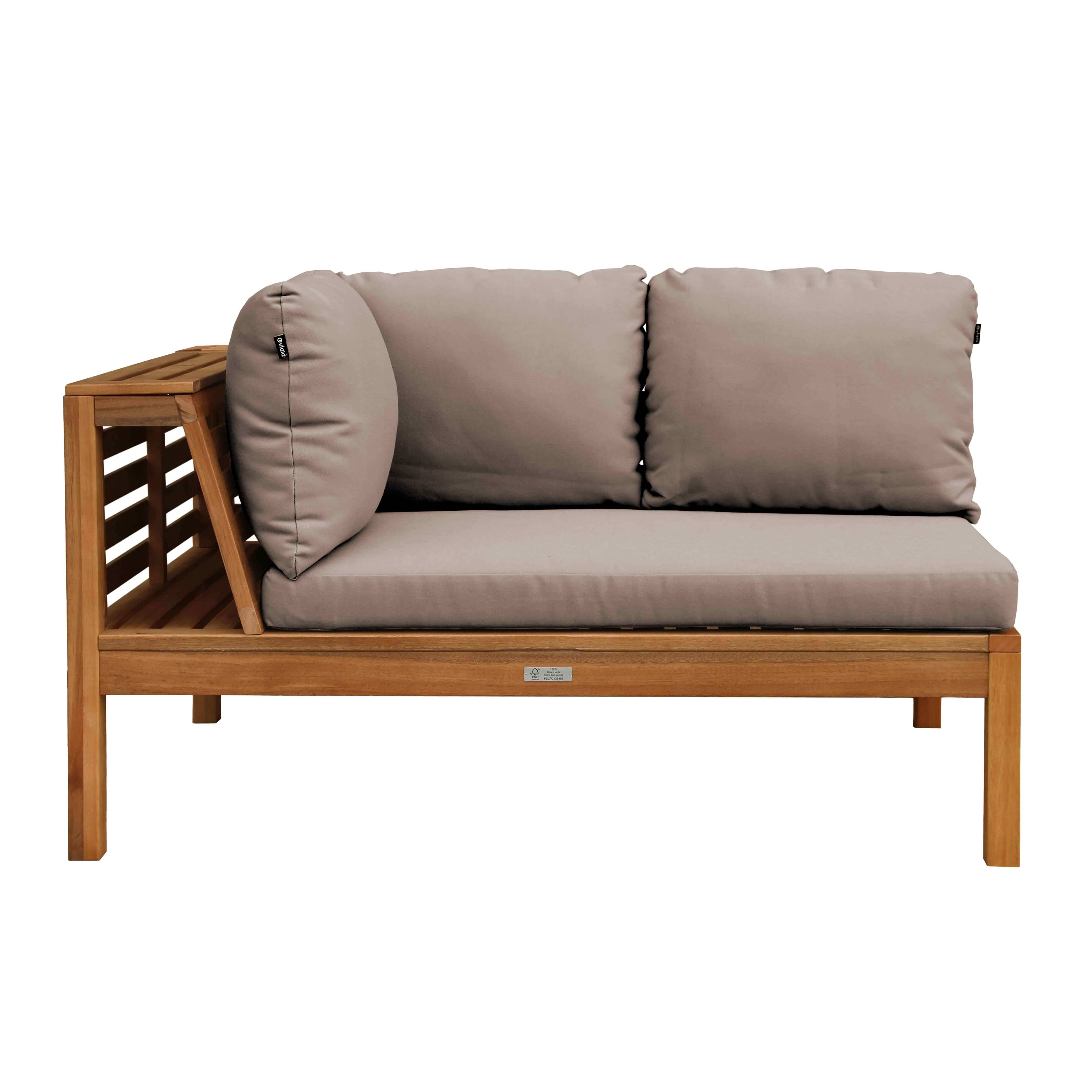 Oviala - Canapé gauche de jardin bas en bois d'eucalyptus taupe Maupiti - Oviala - Image 4