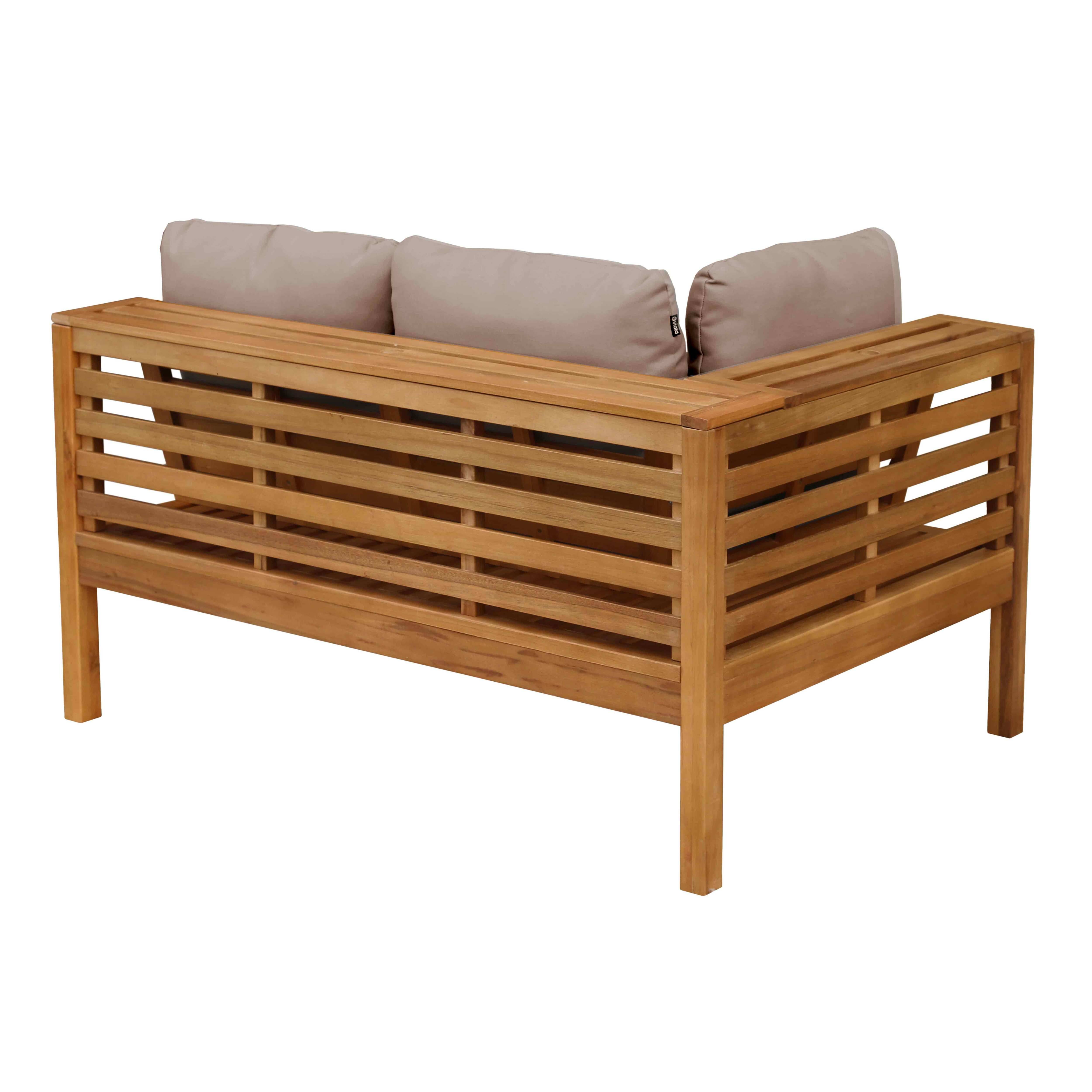 Oviala - Canapé gauche de jardin bas en bois d'eucalyptus taupe Maupiti - Oviala - Image 6