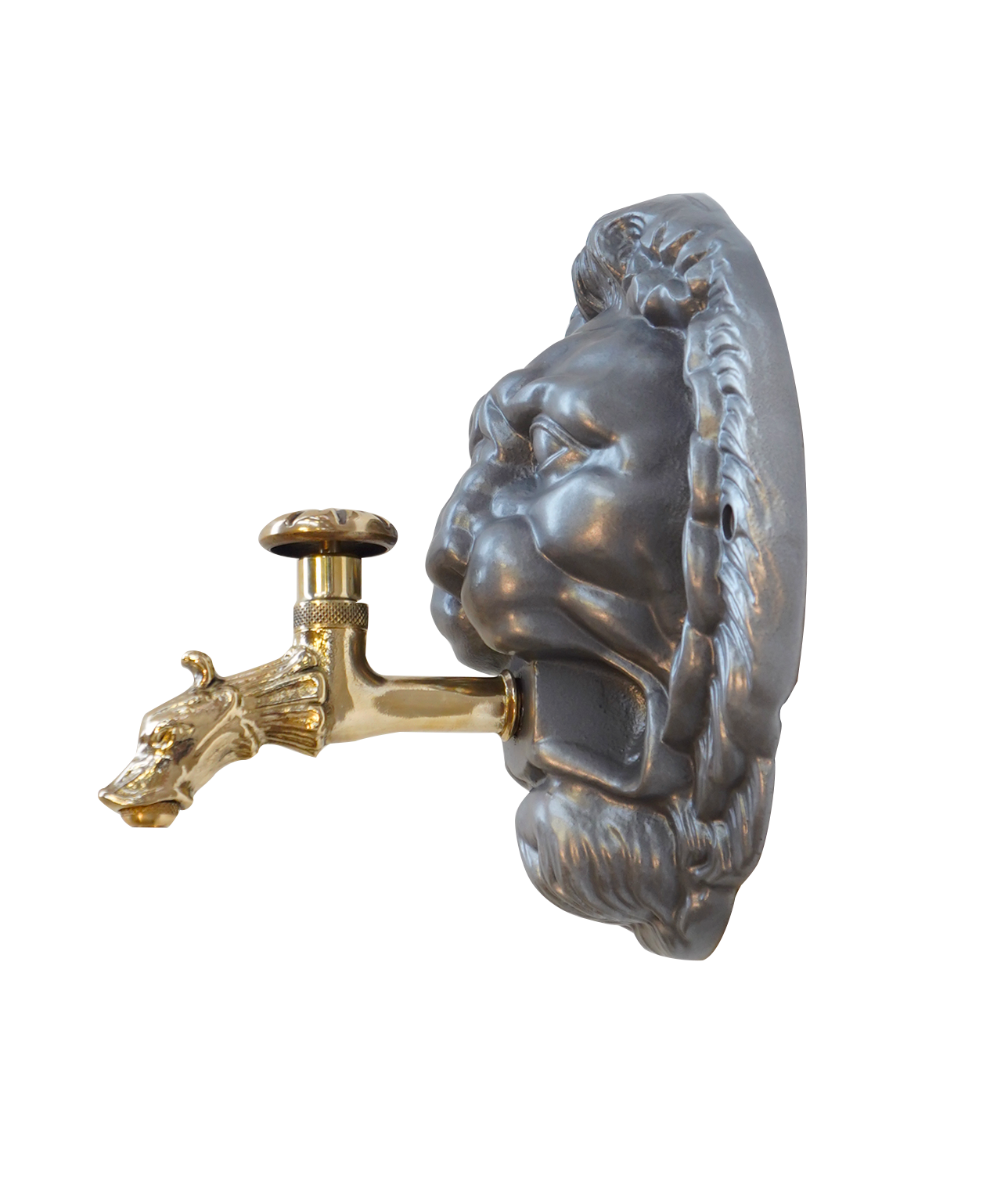 Fontaine mascaron tête de Lion gris 4111 avec robinet colvert - Image 2