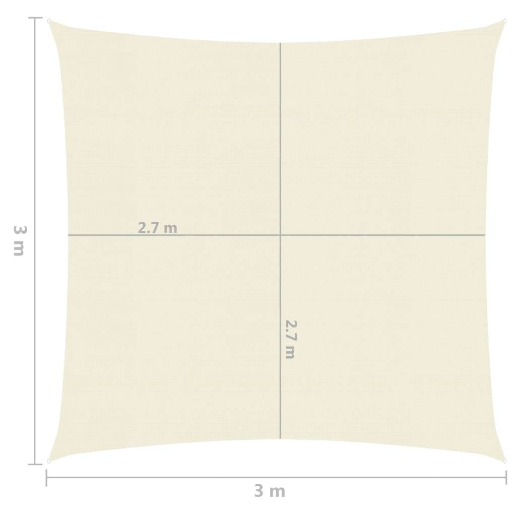 Helloshop26 - Voile toile d'ombrage parasol 160 g/m² crème 3 x 3 m PEHD - Image 6