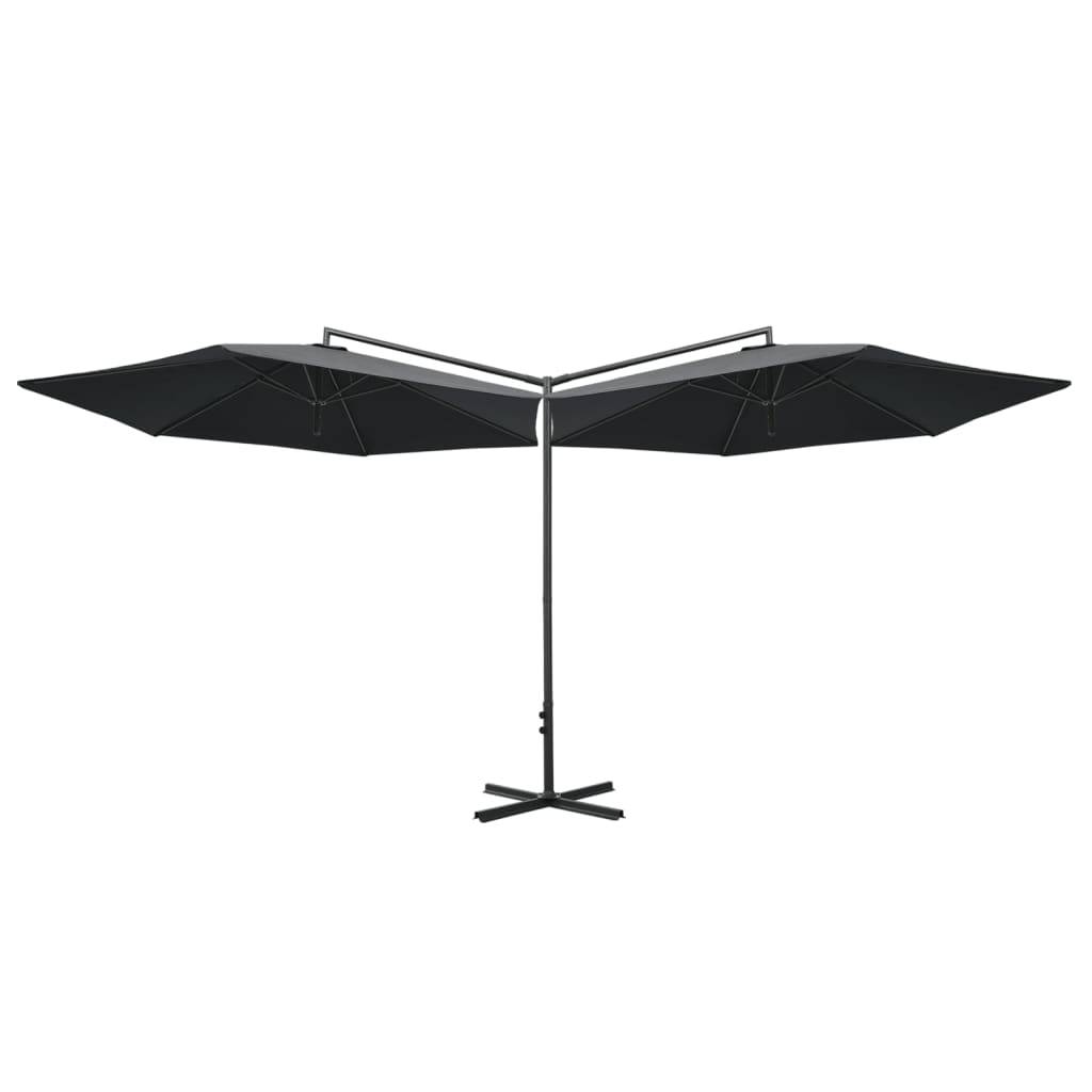 Helloshop26 - Parasol double avec mât en acier 600 cm anthracite - Image 1