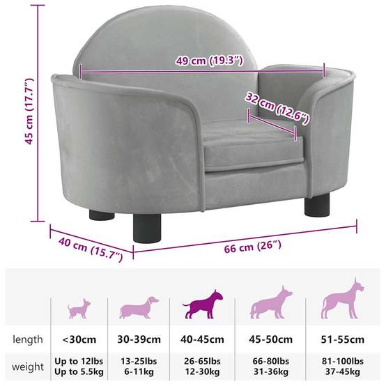 PANGIVO - Lit pour chien velours et bois gris clair 66 x 40 x 45 cm - PANGIVO - Image 7