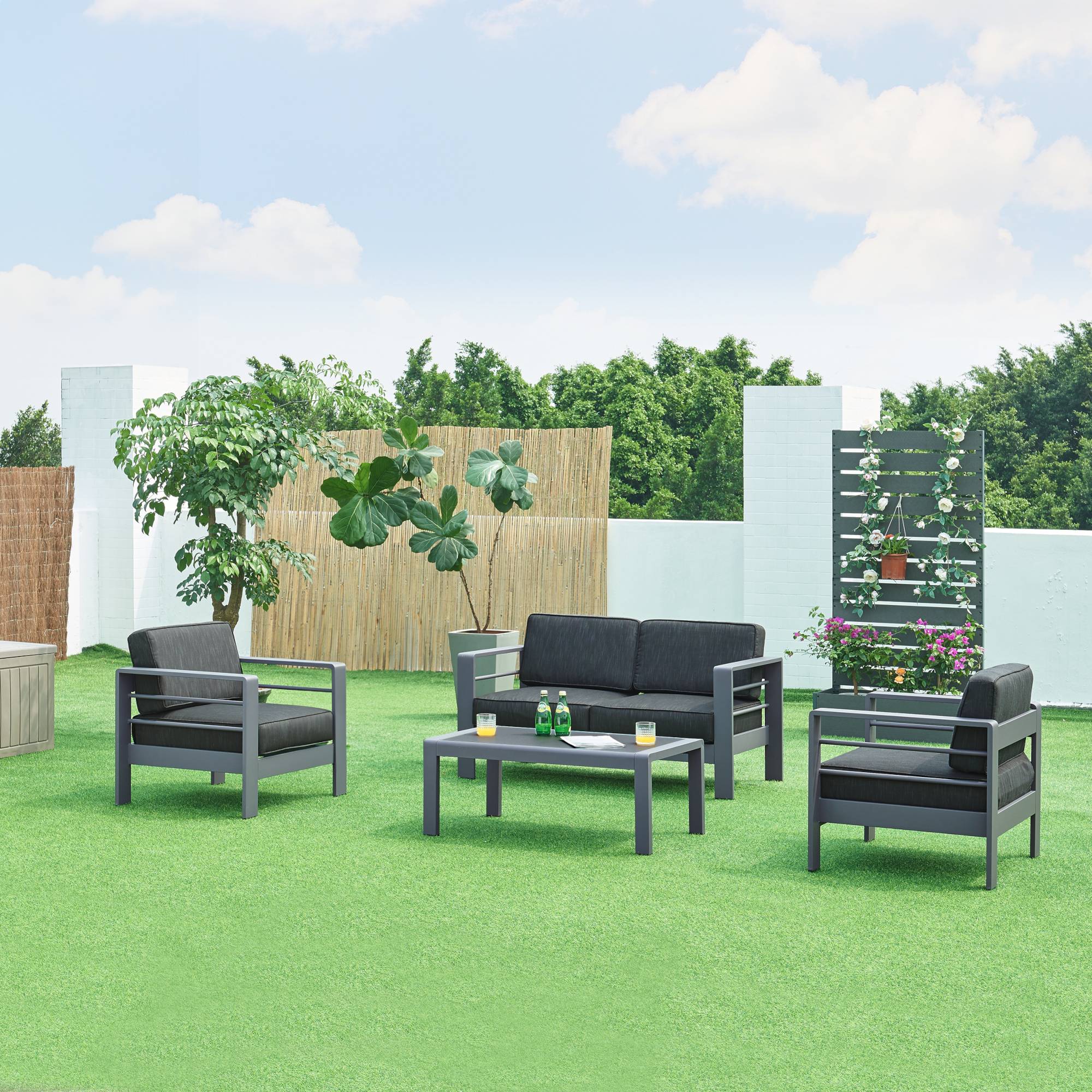 Casa.Pro - Salon de jardin 4 pièces Avise anthracite gris foncé casa.pro - Image 2