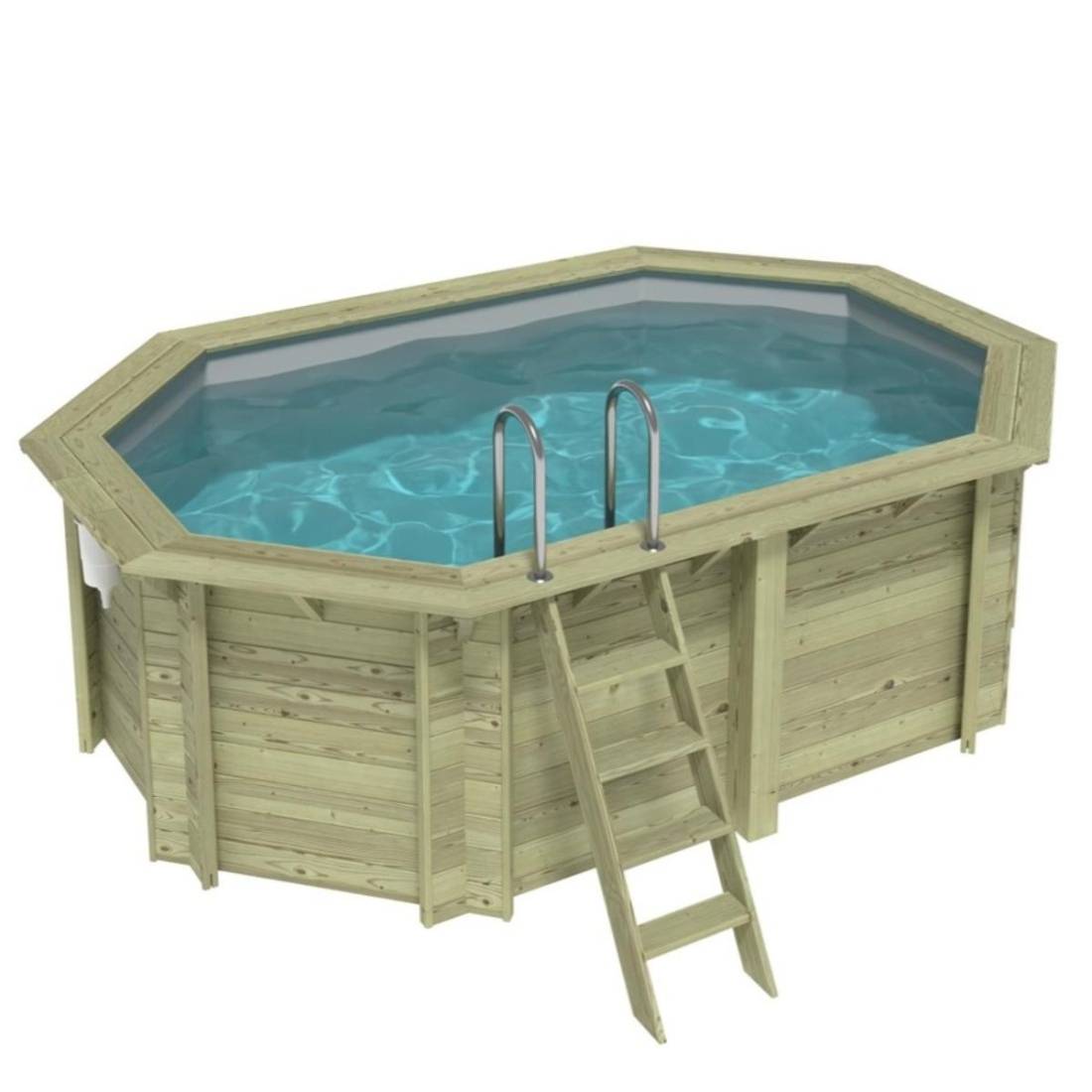 Altanka - Piscine hors sol en bois NEMO 4.3 x 3 - H.1.31 m, gris clair, fixations à sceller - BAS7303OSPI2 - ALTANKA - Image 1