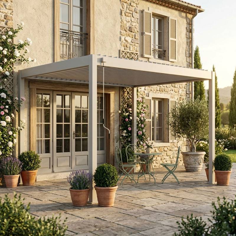 Chalet & Jardin - Pergola bioclimatique - Ombréa VS - autoportante - 3x4M - Beige sable - S1 - 300x400x258 cm - Image 7