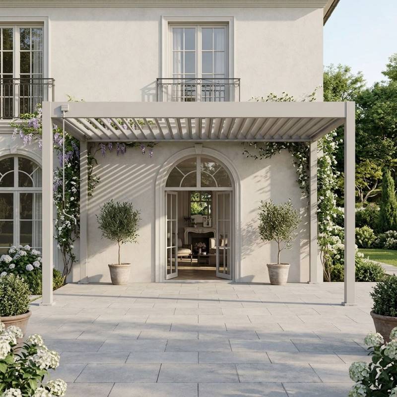 Chalet & Jardin - Pergola bioclimatique - Ombréa VS - autoportante - 3x4M - Beige sable - S1 - 300x400x258 cm - Image 8