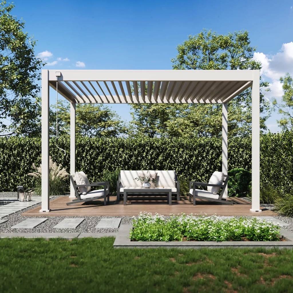 Chalet & Jardin - Pergola bioclimatique - Ombréa VS - autoportante - 3x4M - Beige sable - S1 - 300x400x258 cm - Image 5