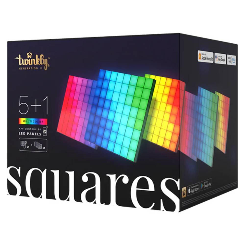 Squares Starter Kit Panneaux LED Contrôlés par Application - 64 Pixels RVB. Noir - 1 Tuile Principale + 5 Tuiles d'Extension - Image 4
