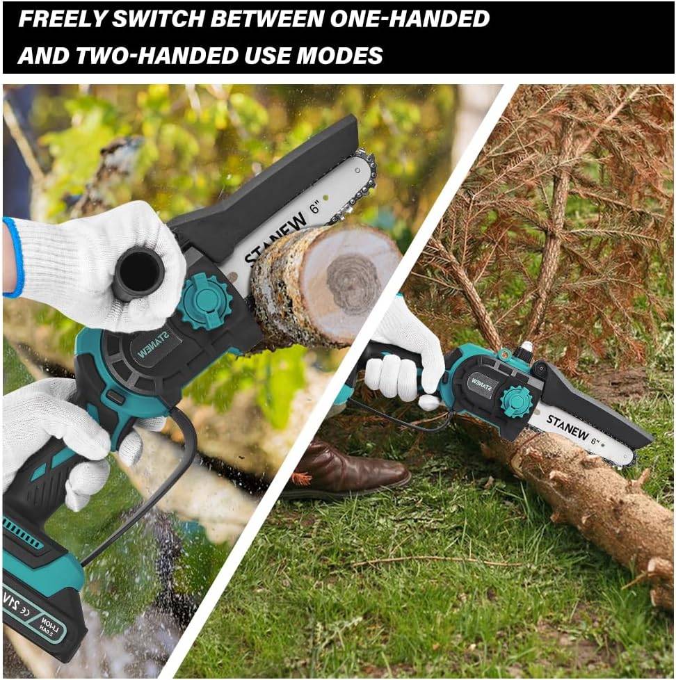 STANEW Mini Brushless Tronçonneuse Électrique sans Fil 21V, 6"ou 8", 2x2A Batterie - Image 5