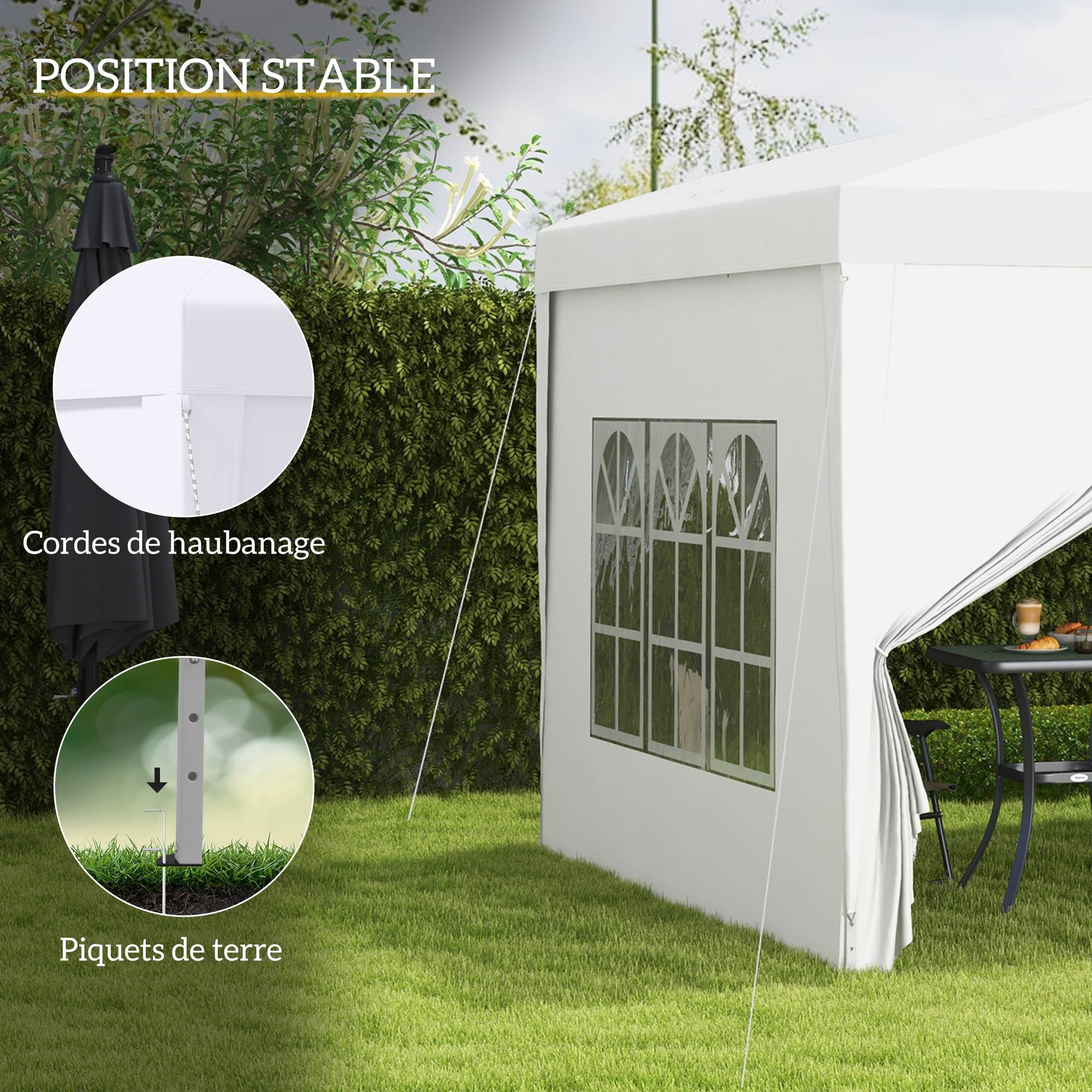 Outsunny - Tonnelle jardin pliante 3x3m barnum 4 parois amovibles avec sac de transport blanc - Outsunny - Image 6
