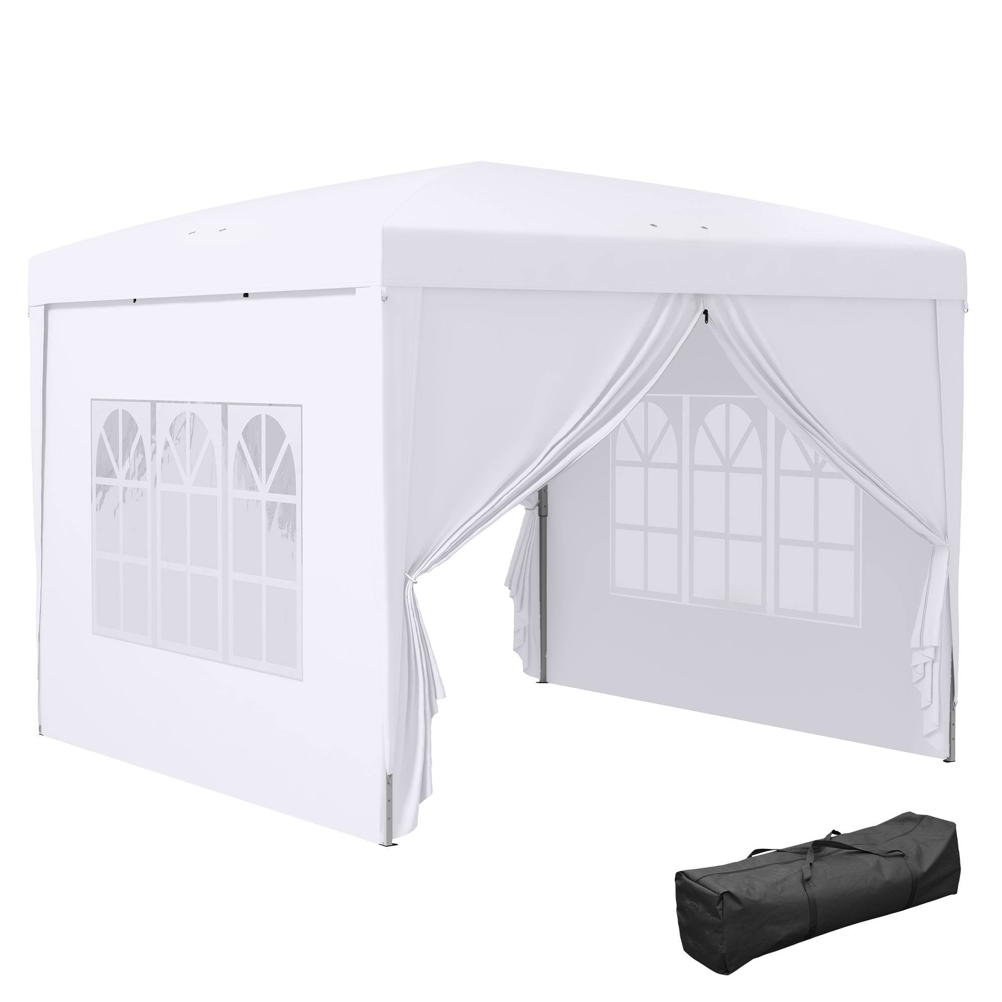 Outsunny - Tonnelle jardin pliante 3x3m barnum 4 parois amovibles avec sac de transport blanc - Outsunny - Image 1