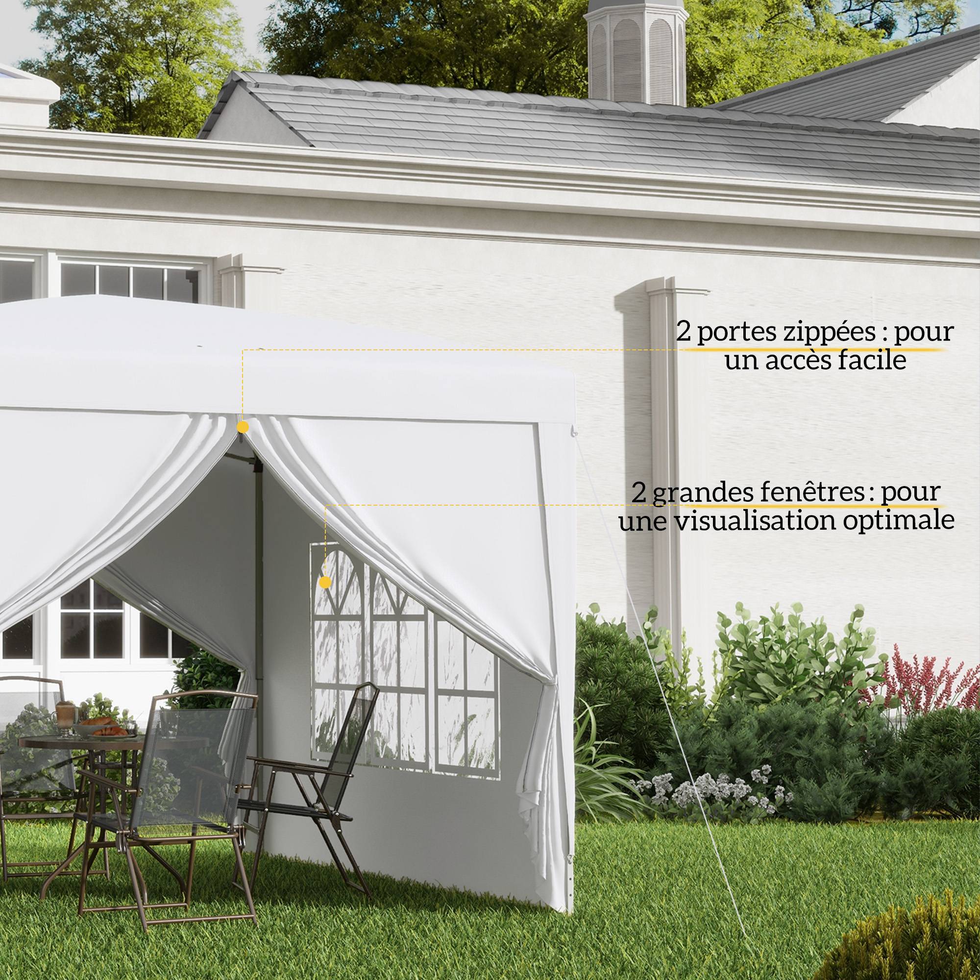 Outsunny - Tonnelle jardin pliante 3x3m barnum 4 parois amovibles avec sac de transport blanc - Outsunny - Image 7
