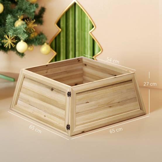 Cache-Pied de Sapin de Noël 65cm en Bois Style Rustique Naturel – ComfortXL Outdoor Living - Image 3