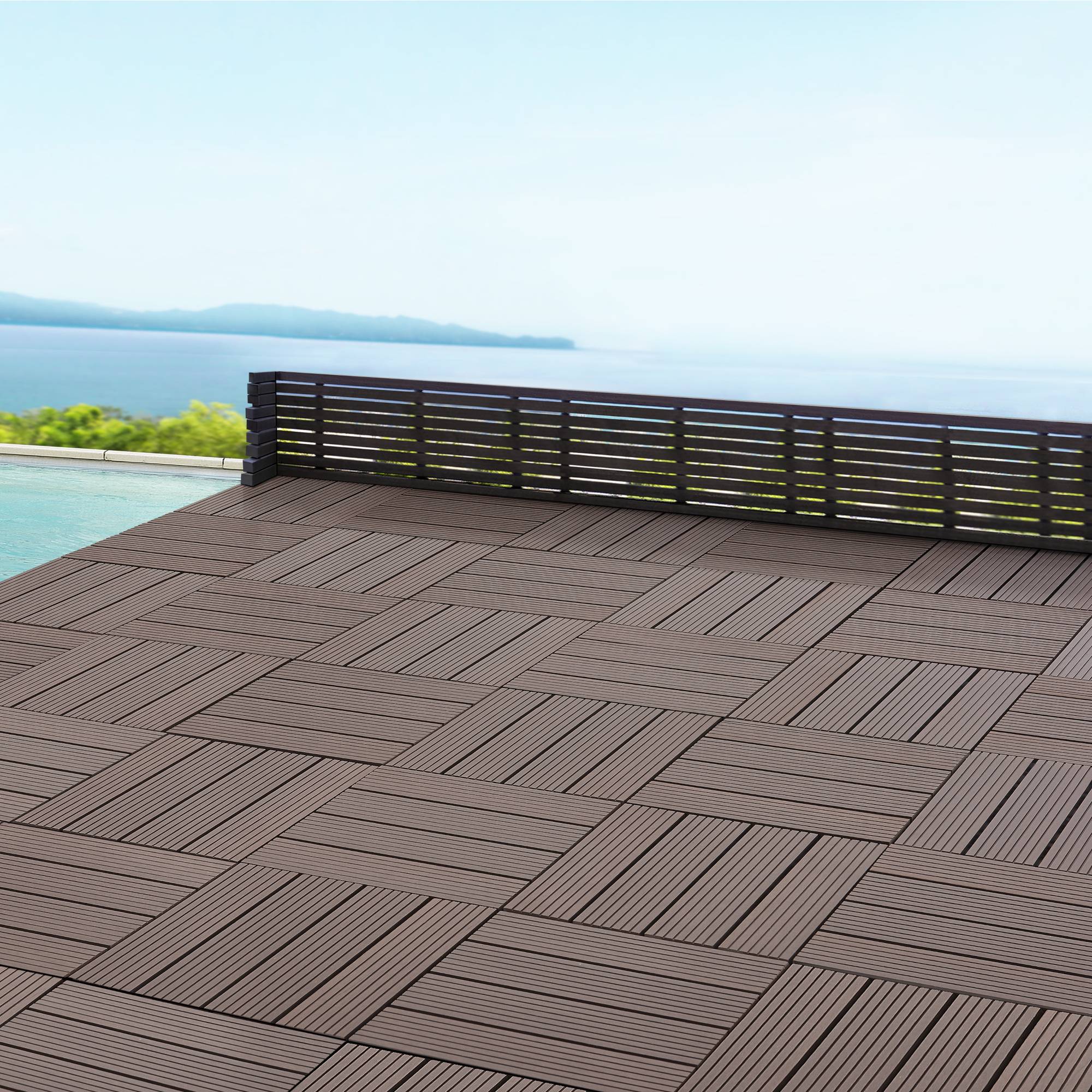 Set de 11 dalles de jardin Schramberg en bois composite 1m² 30 x 30 x 2,2 cm marron foncé en.casa - Image 2
