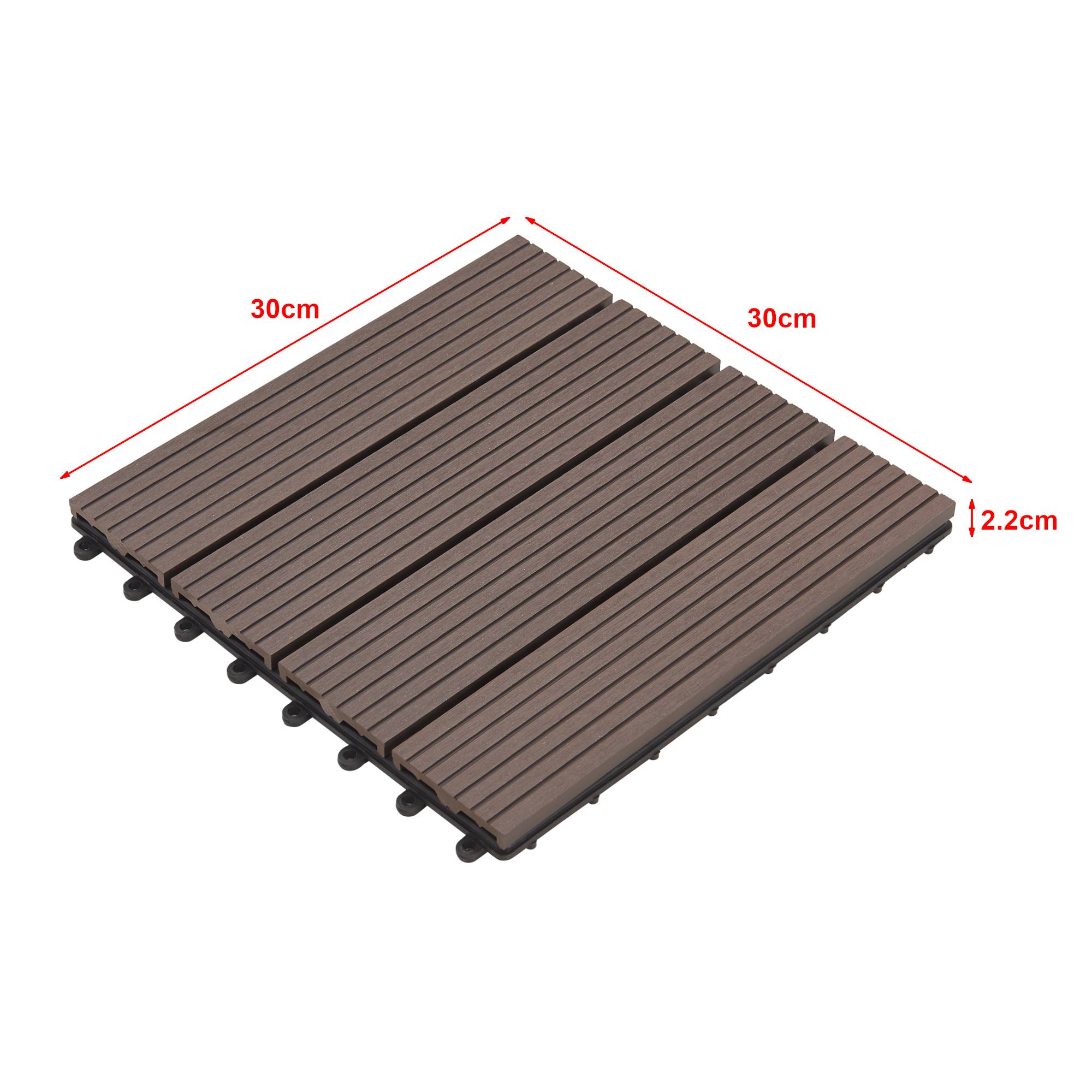 Set de 11 dalles de jardin Schramberg en bois composite 1m² 30 x 30 x 2,2 cm marron foncé en.casa - Image 3