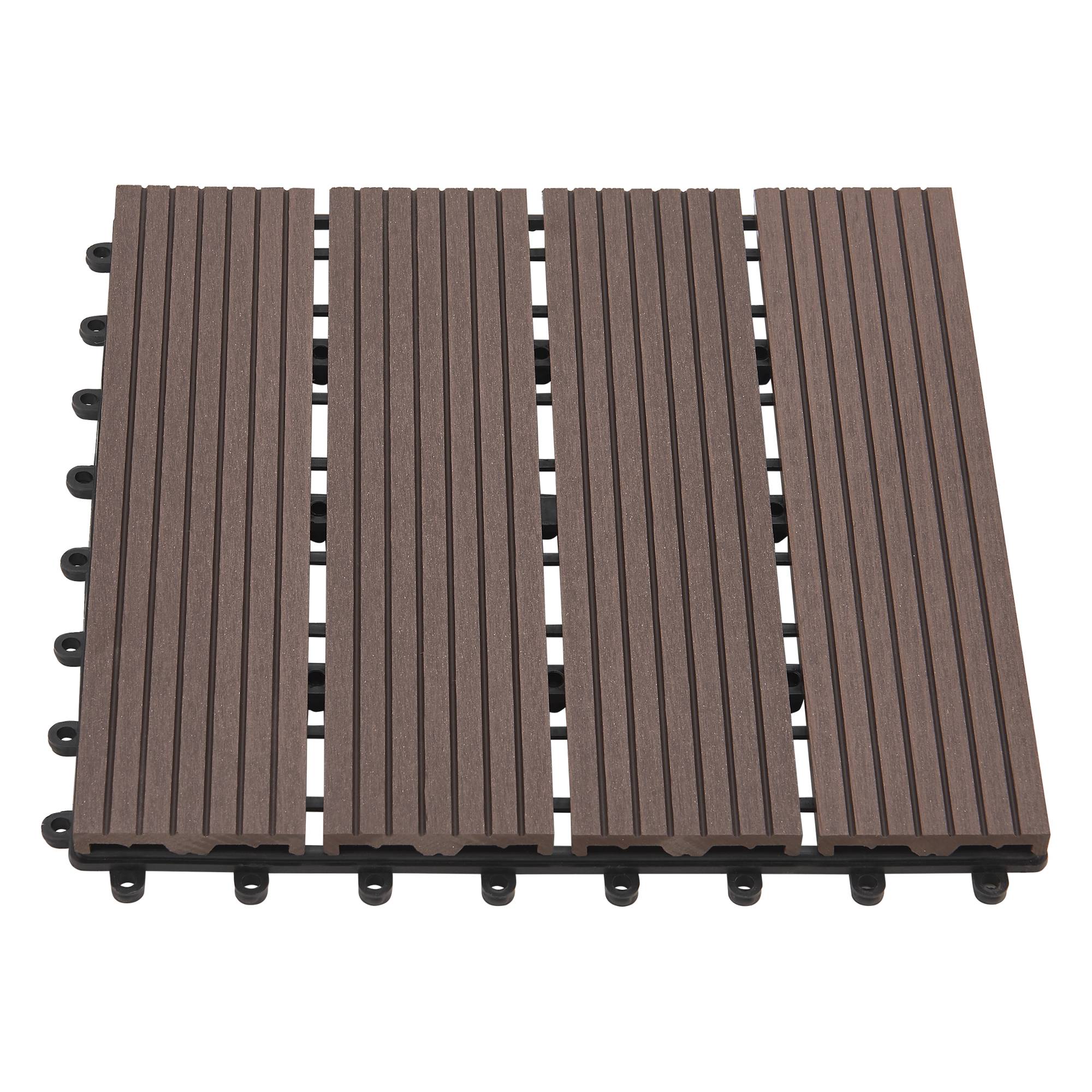 Set de 11 dalles de jardin Schramberg en bois composite 1m² 30 x 30 x 2,2 cm marron foncé en.casa - Image 4