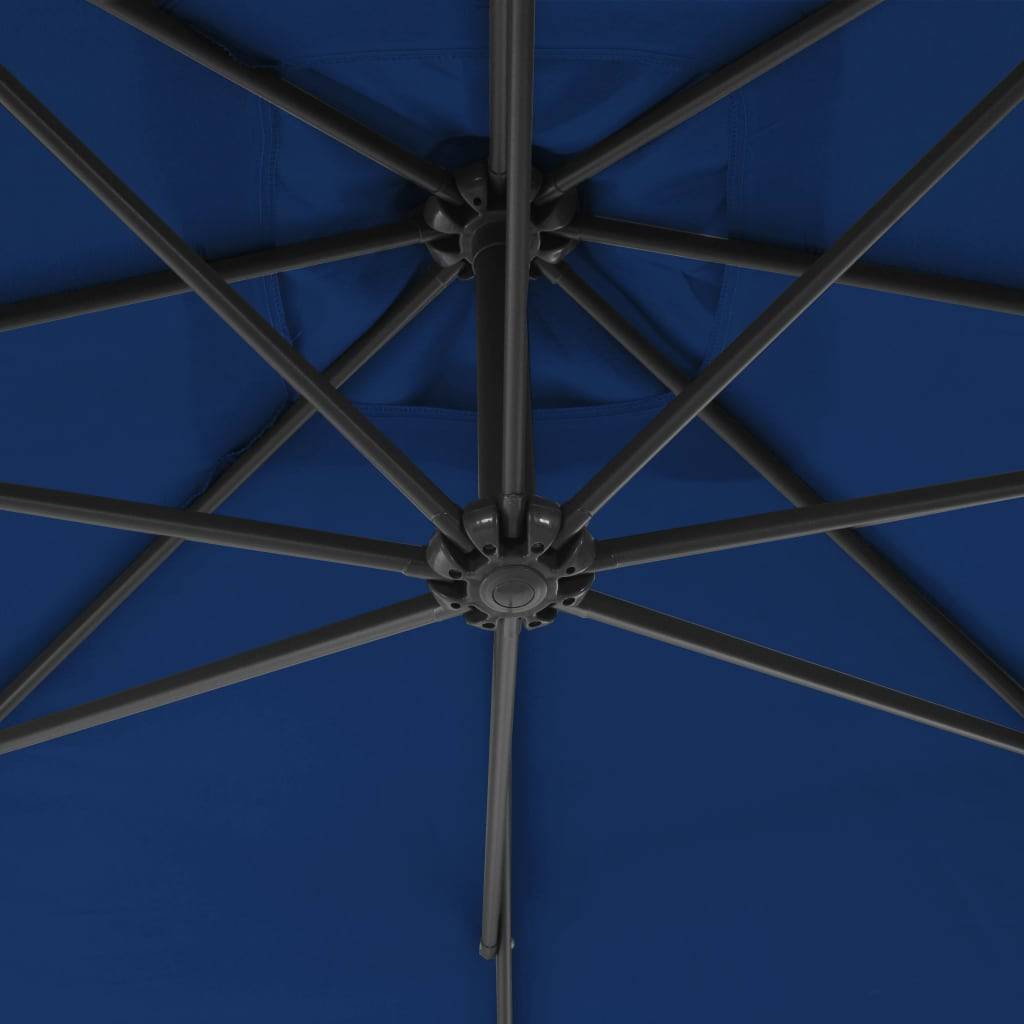 Helloshop26 - Parasol meuble de jardin déporté avec mât en acier 300 cm bleu azuré - Image 5