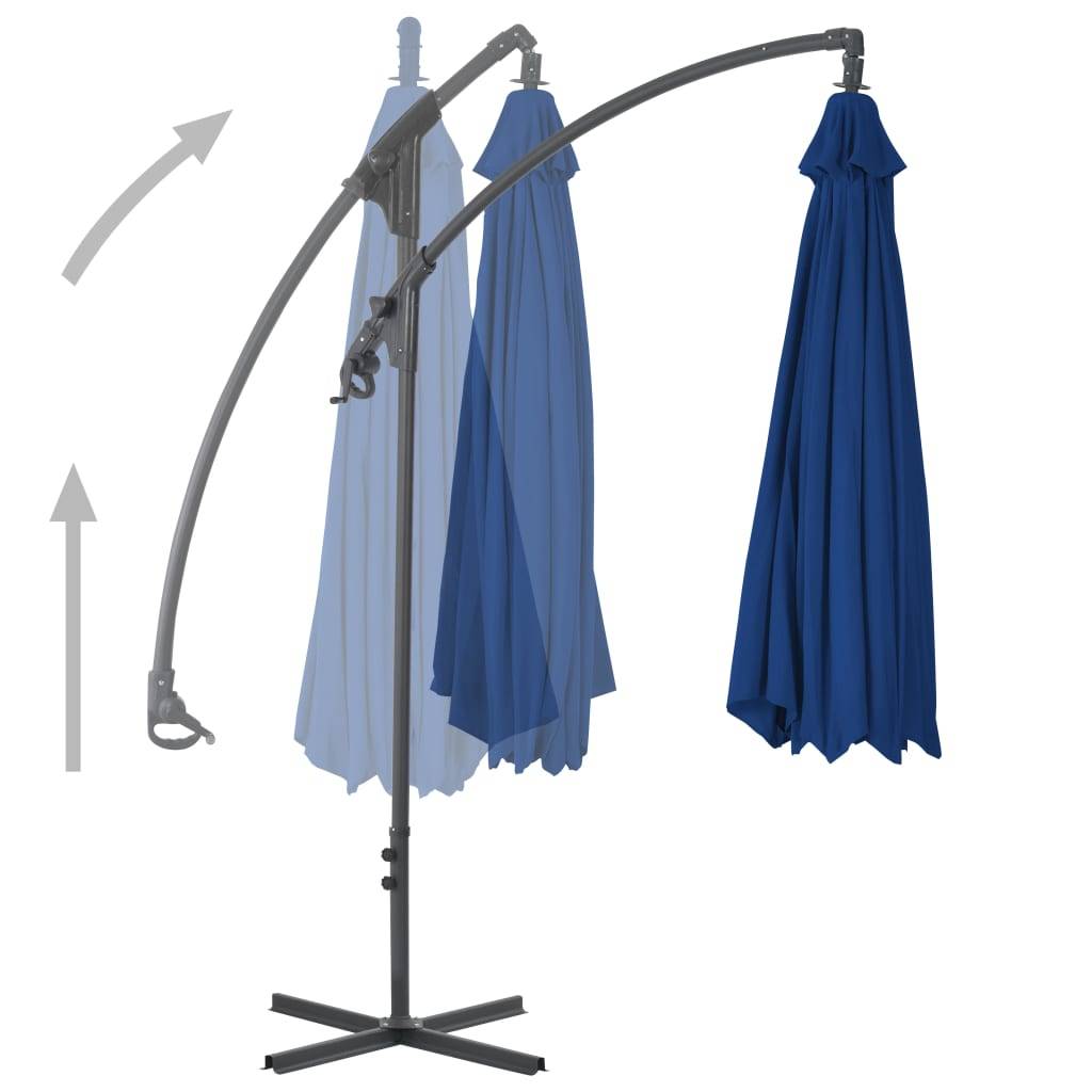 Helloshop26 - Parasol meuble de jardin déporté avec mât en acier 300 cm bleu azuré - Image 4