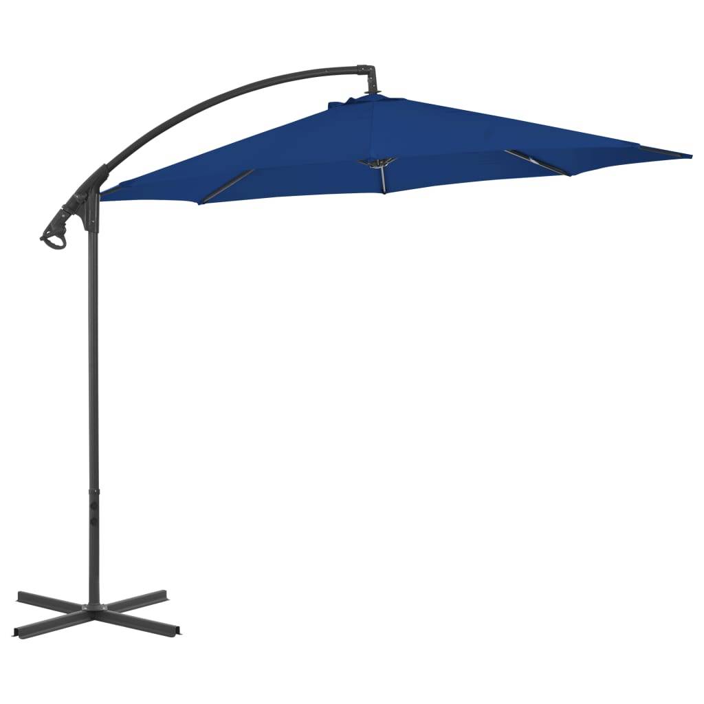 Helloshop26 - Parasol meuble de jardin déporté avec mât en acier 300 cm bleu azuré - Image 2