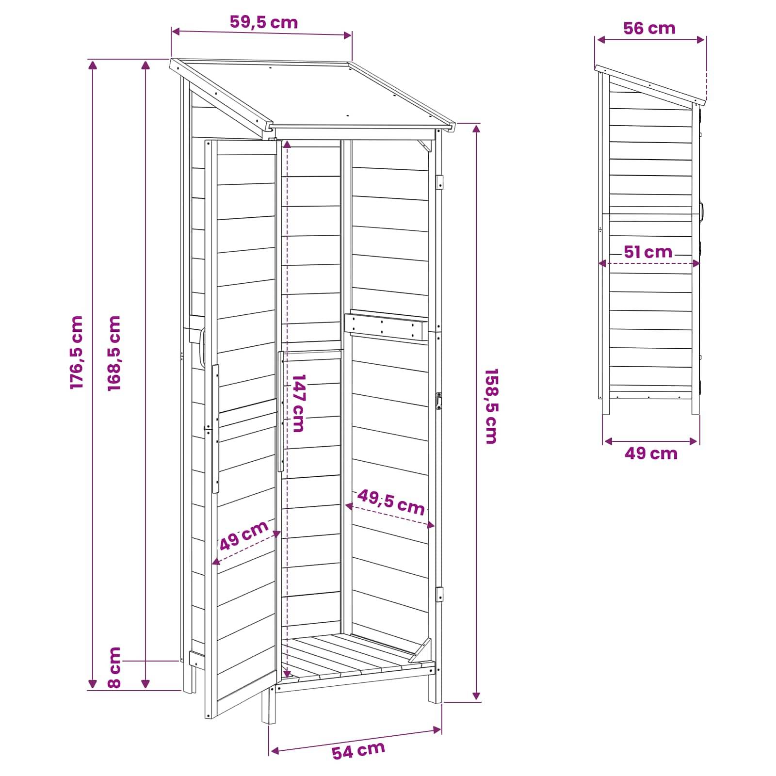 Vidaxl - Abri de jardin Gris 59,5 x 56 x 176,5 cm Bois d'ingénierie vidaXL 42033478 - Image 3