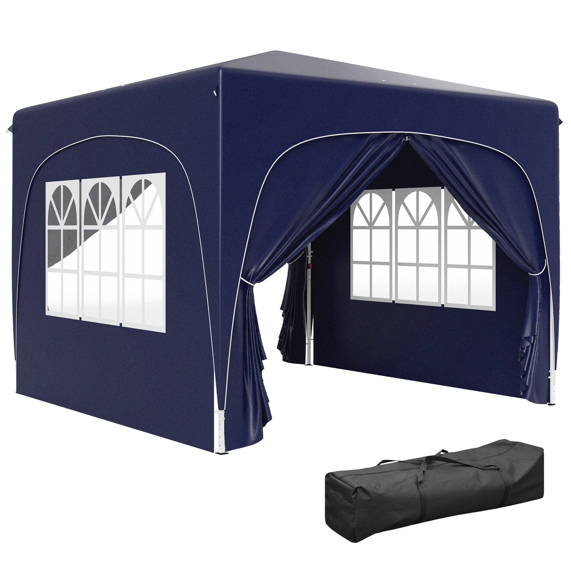 Tonnelle bleu foncé 3x3 m avec panneaux UPF50+ et hauteur réglable, abri design sobre pour terrasse pratique et protecteur - Image 1