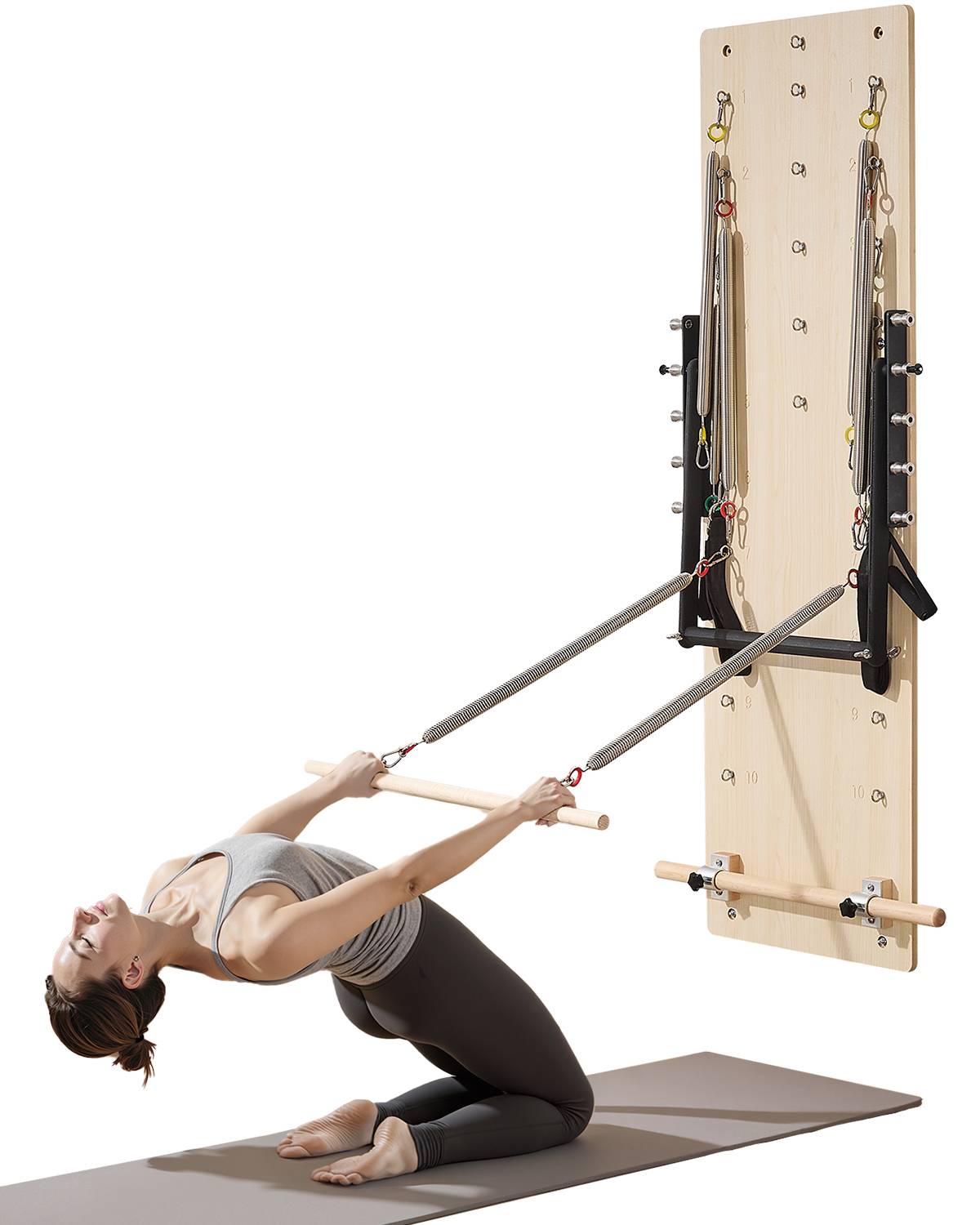 Vevor - Reformer Pilates mural en érable, planche à ressorts réglables 8 niveaux, équipement compact pour entraînement, yoga, force et équilibre à domicile. - Image 1