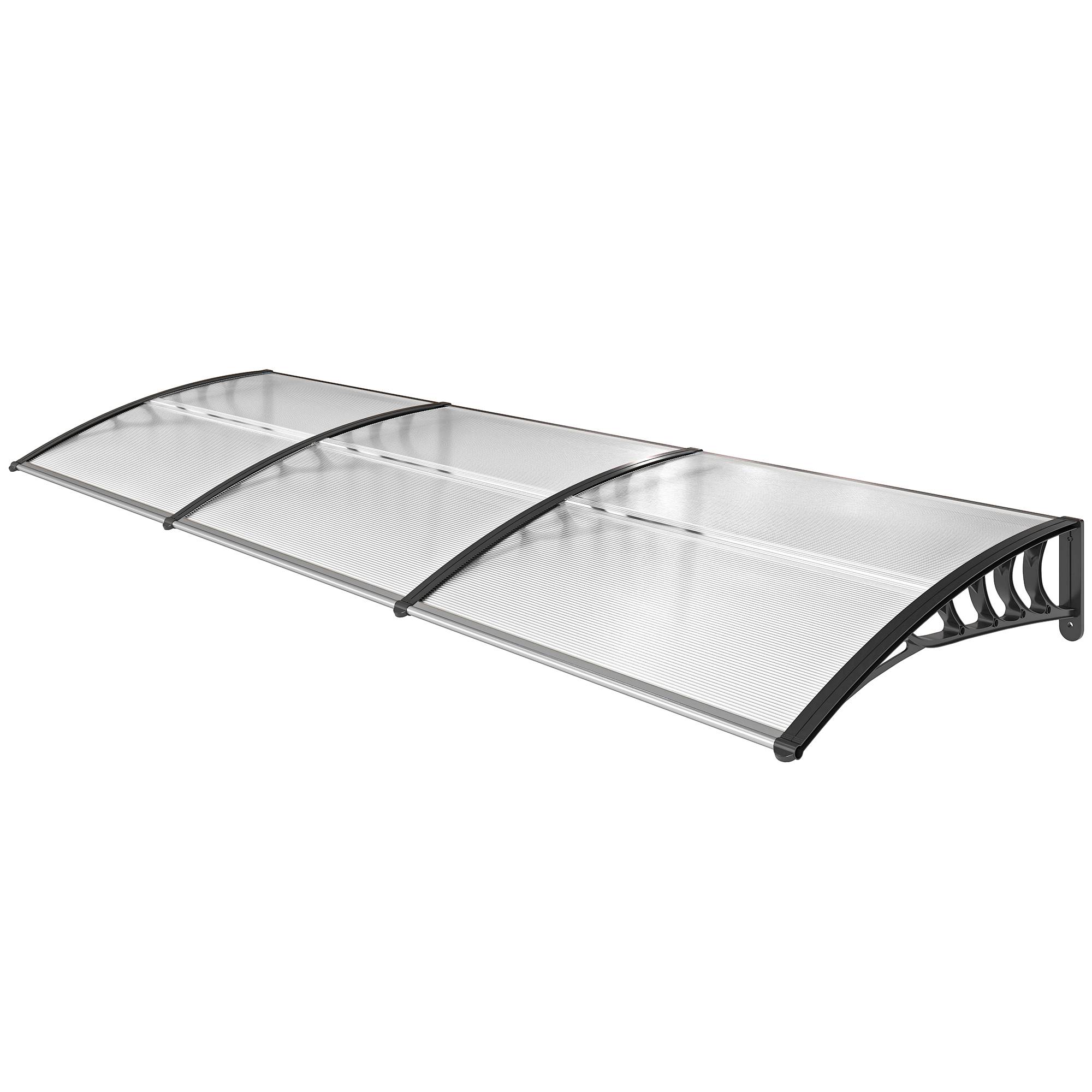 Auvent de porte et fenêtre 90 x 295 x 23,5 cm, protection solaire et pluie, design moderne, alliage d'aluminium transparent - Image 2