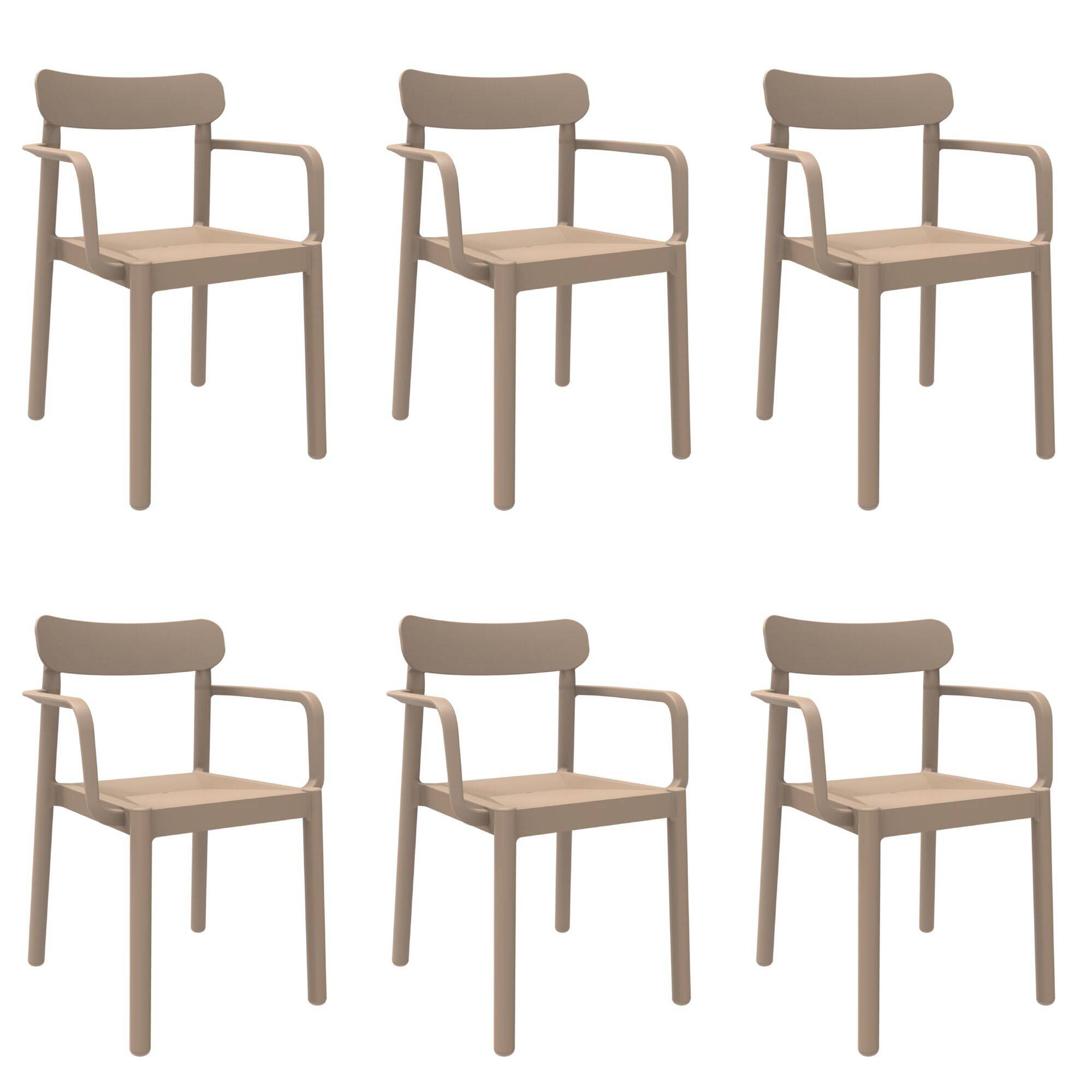 Set 6 fauteuils intérieur, extérieur sable ELBA garbar - Image 1
