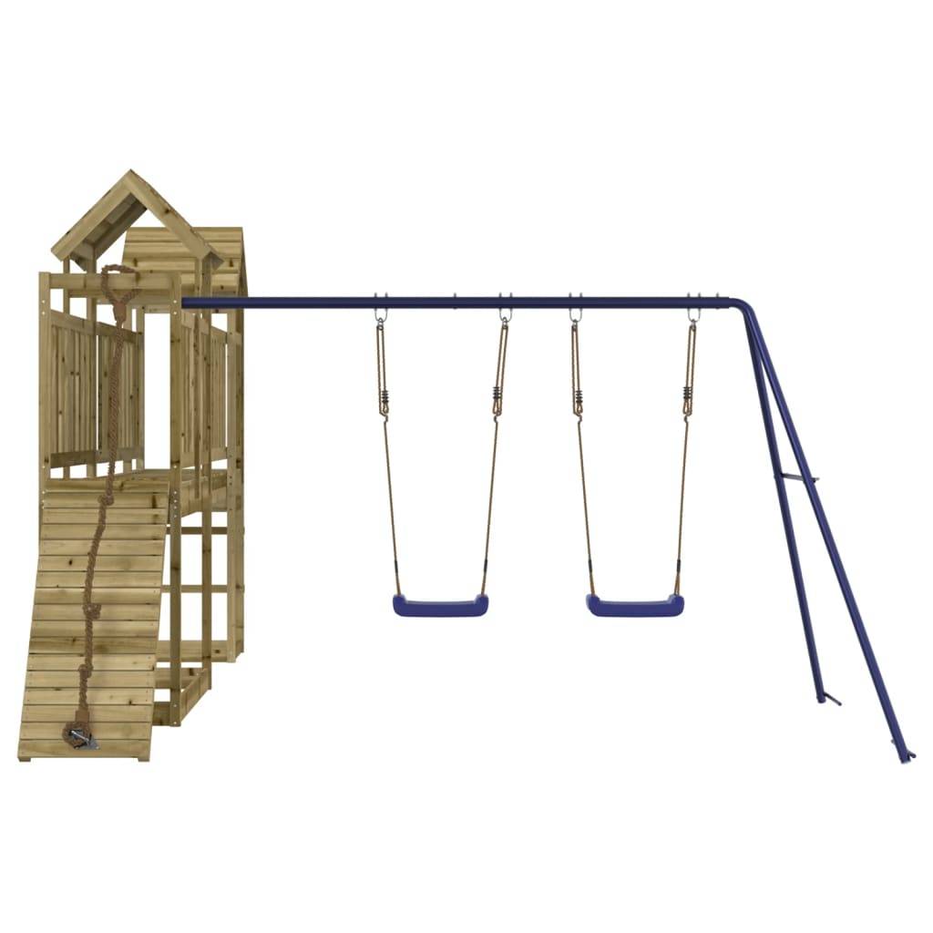 Helloshop26 - Aire de jeux d'extérieur balançoires toboggan portiques robuste jeux jardin 314 x 339 x 214 cm bois de pin imprégné - Image 3