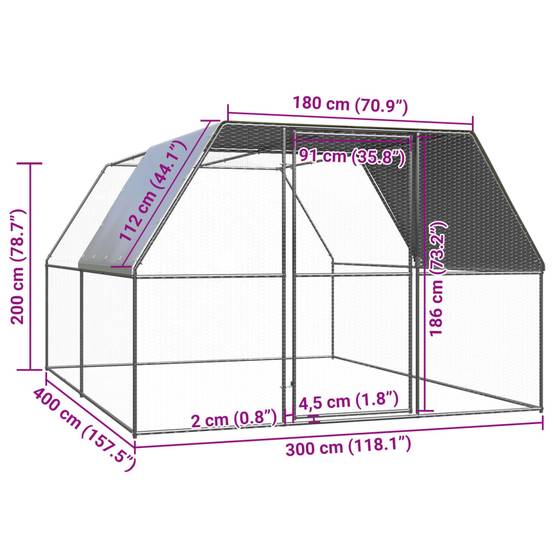 Poulailler Volière Extérieur Acier Galvanisé pour Jardin Sécurisé 3x4x2m – ComfortXL Outdoor Living - Image 5