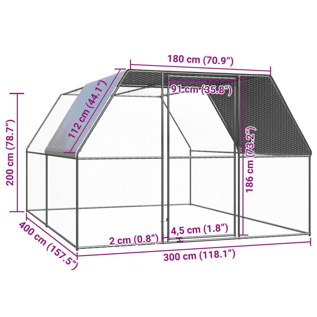 Poulailler Volière Extérieur Acier Galvanisé pour Jardin Sécurisé 3x4x2m – ComfortXL Outdoor Living - Image 5