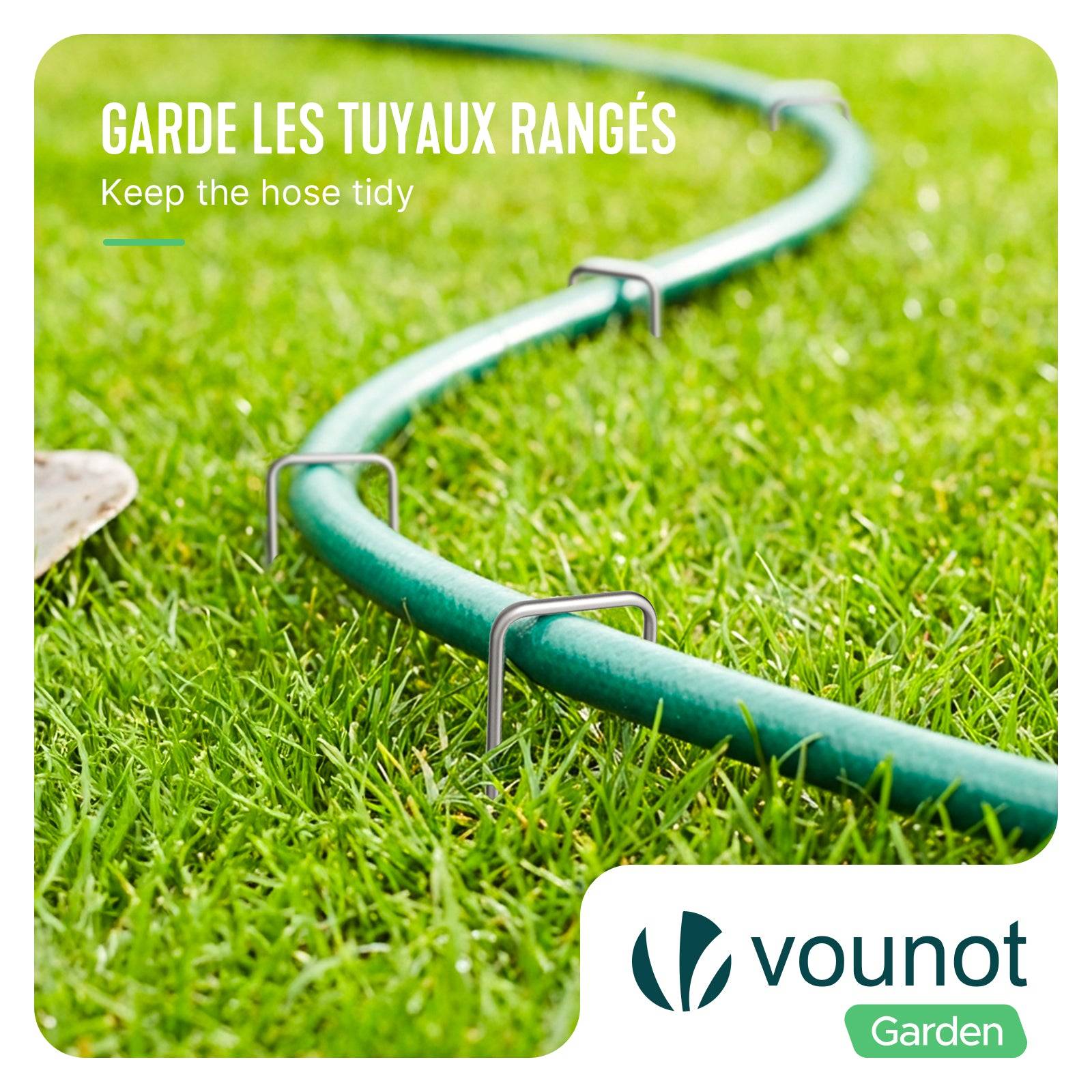 Vounot - Lot de 250 piquets de fixation en métal galvanisé - Agrafes de jardin en forme de U - 150x30mm Ø3mm - VOUNOT® - Image 6
