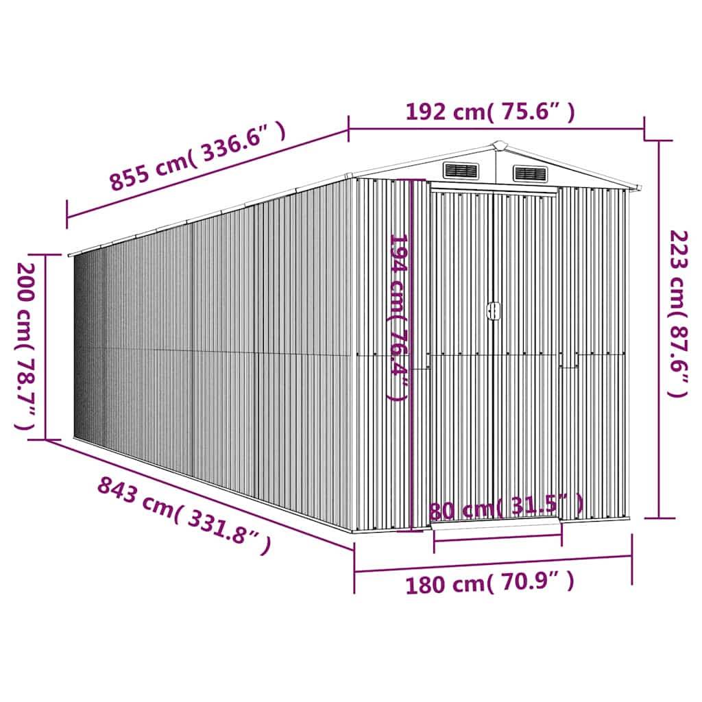 Vidaxl - Abri de jardin Vert 192x855x223 cm Métal galvanisé 16.4m² vidaXL 3147435 - Image 9